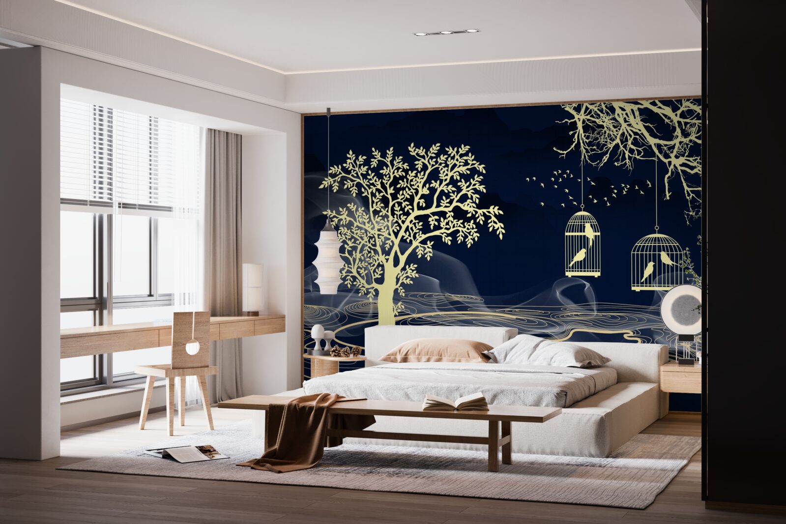 Fototapeta podlewaj drzewa i ptaki w niewoli