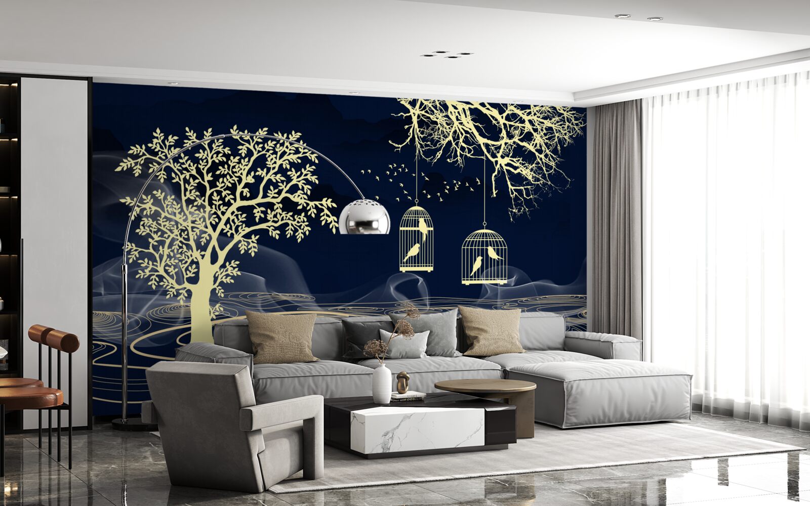 Fototapeta podlewaj drzewa i ptaki w niewoli