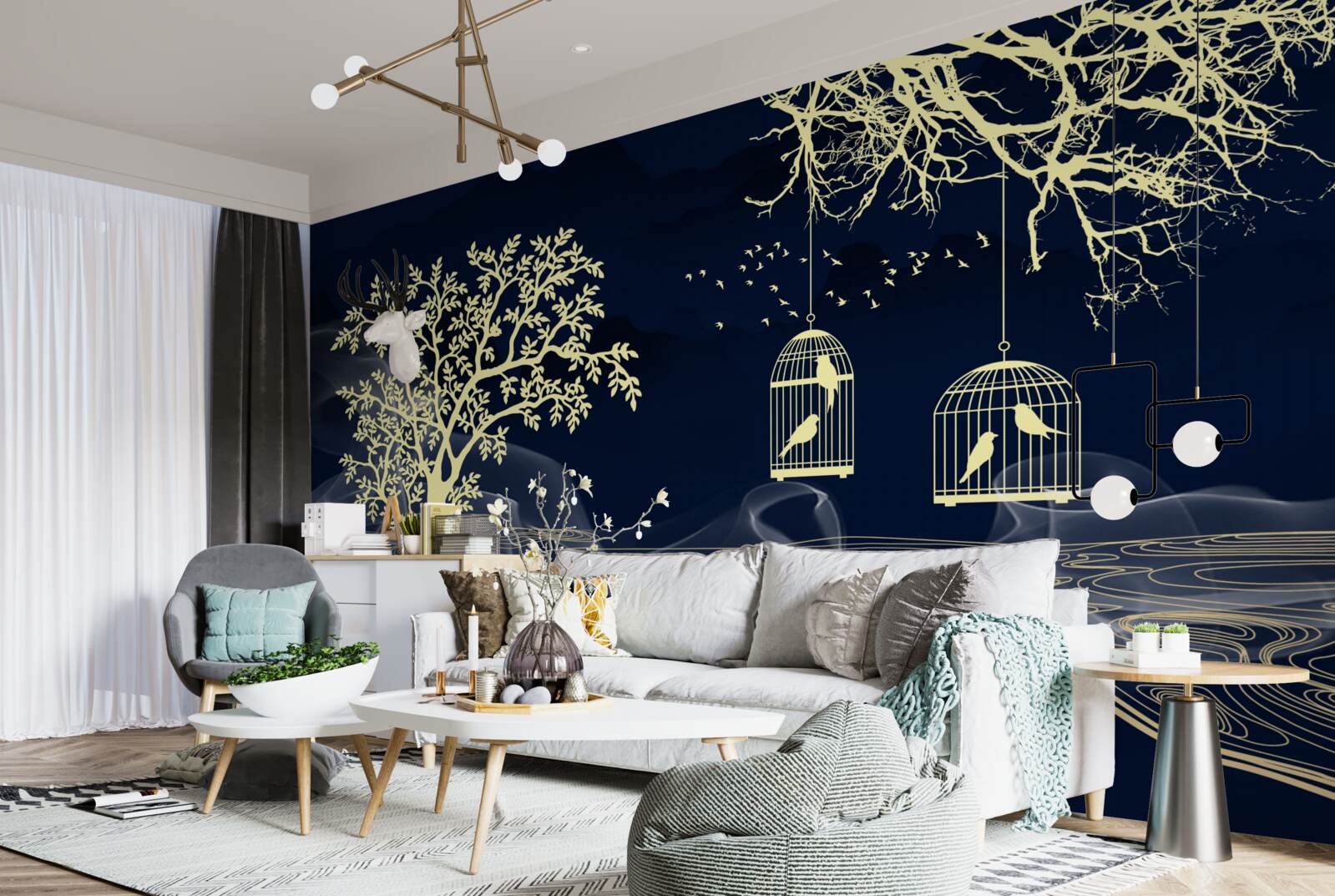 Fototapeta podlewaj drzewa i ptaki w niewoli