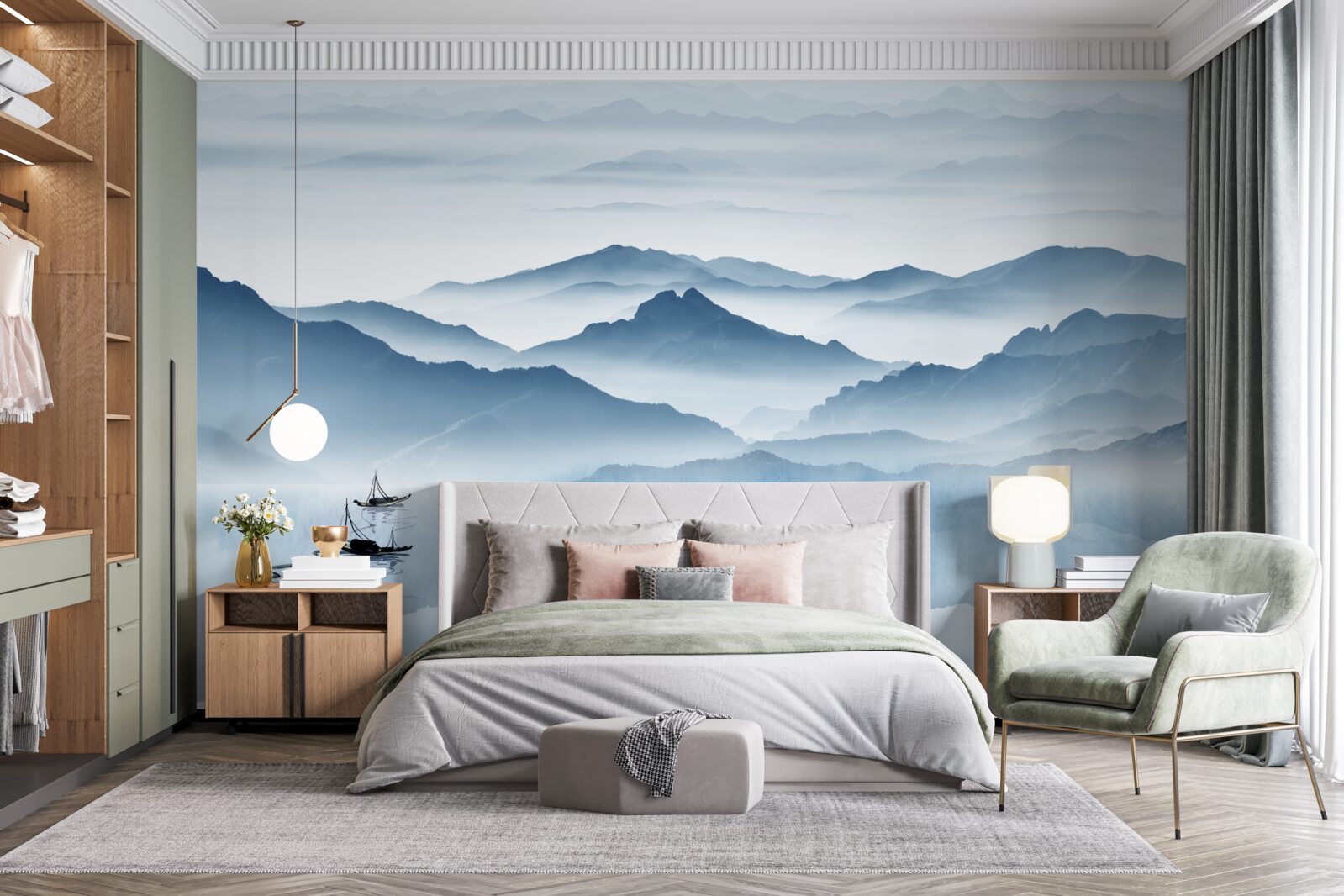 Fototapeta Łowienie ryb na górskim jeziorze