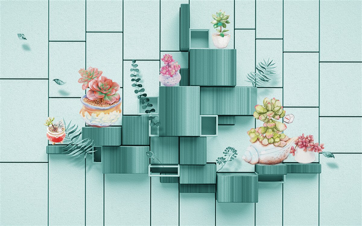 Fototapeta doniczki z kwiatami i roślinami