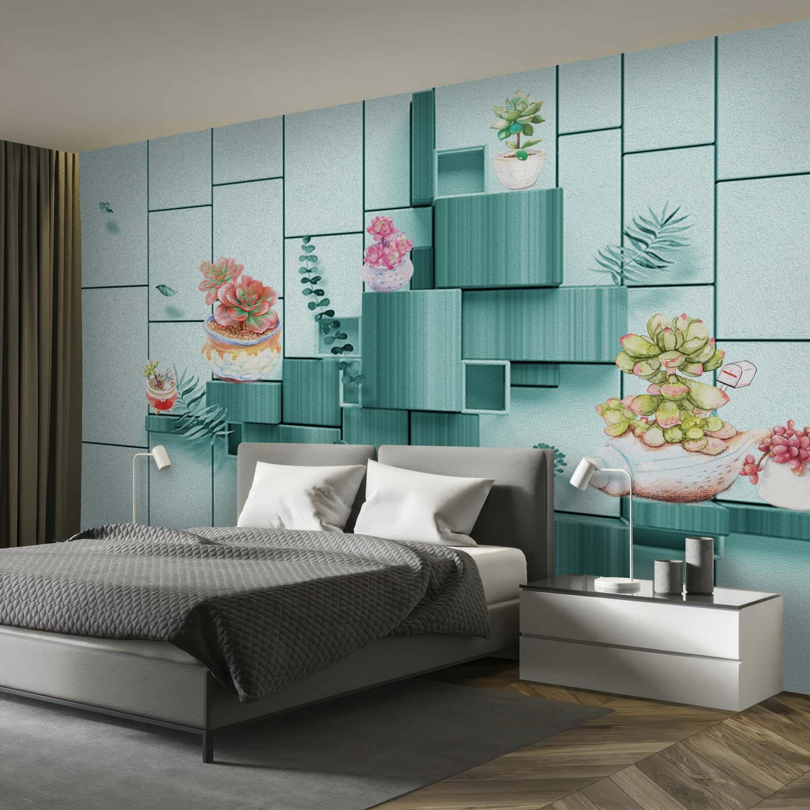 Fototapeta doniczki z kwiatami i roślinami