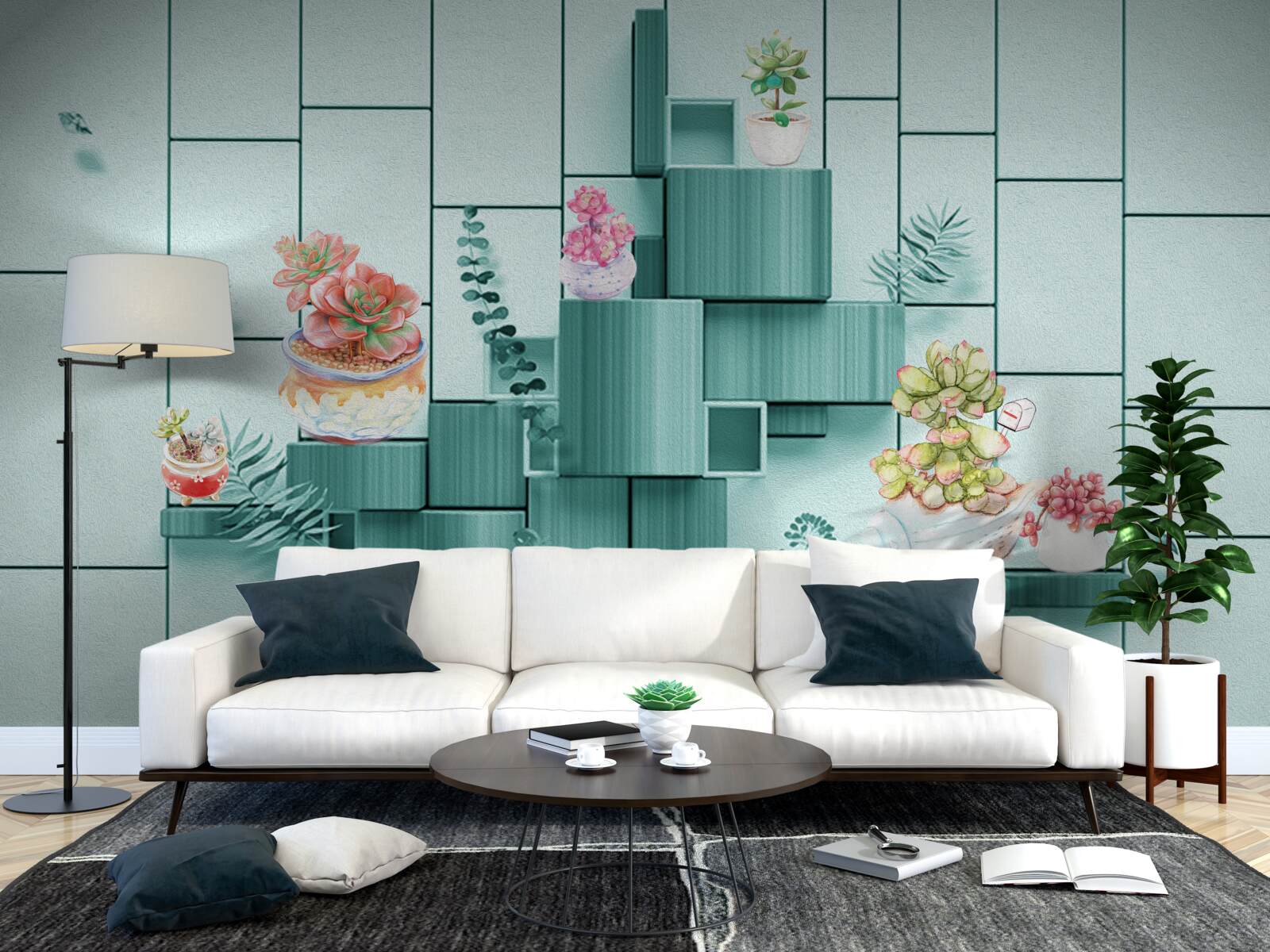 Fototapeta doniczki z kwiatami i roślinami