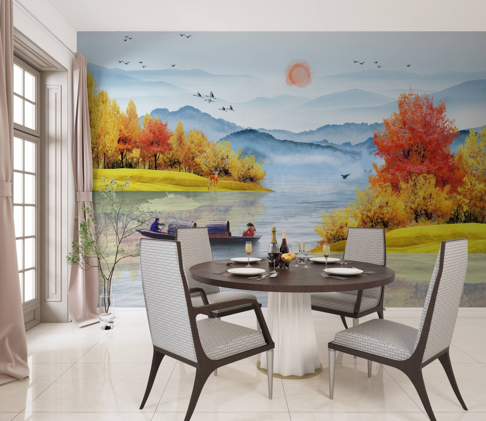 Fototapeta statek na górskiej rzece