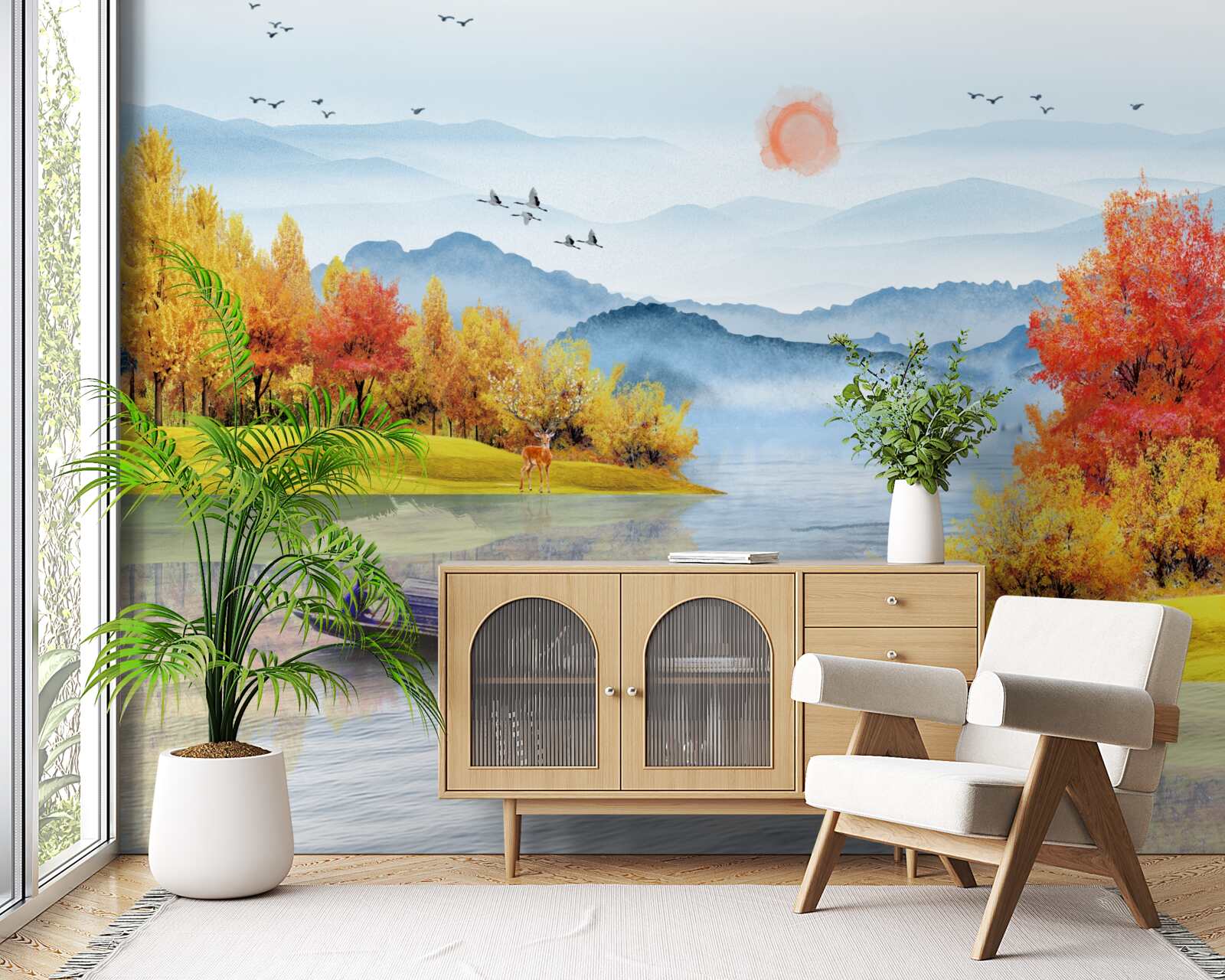 Fototapeta statek na górskiej rzece