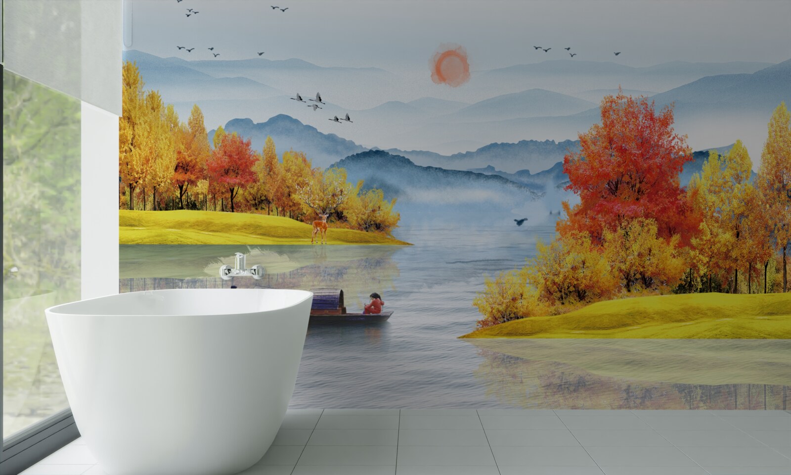 Fototapeta statek na górskiej rzece