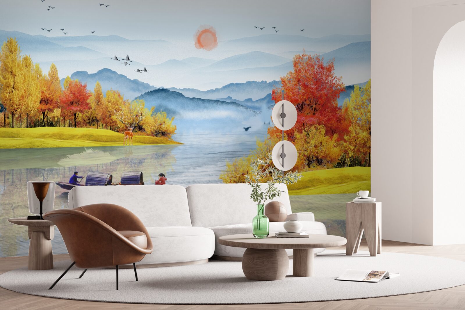 Fototapeta statek na górskiej rzece