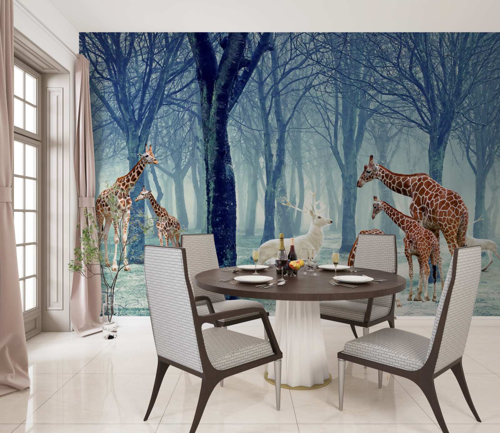 Fototapeta Żyrafy poznają nowego przyjaciela