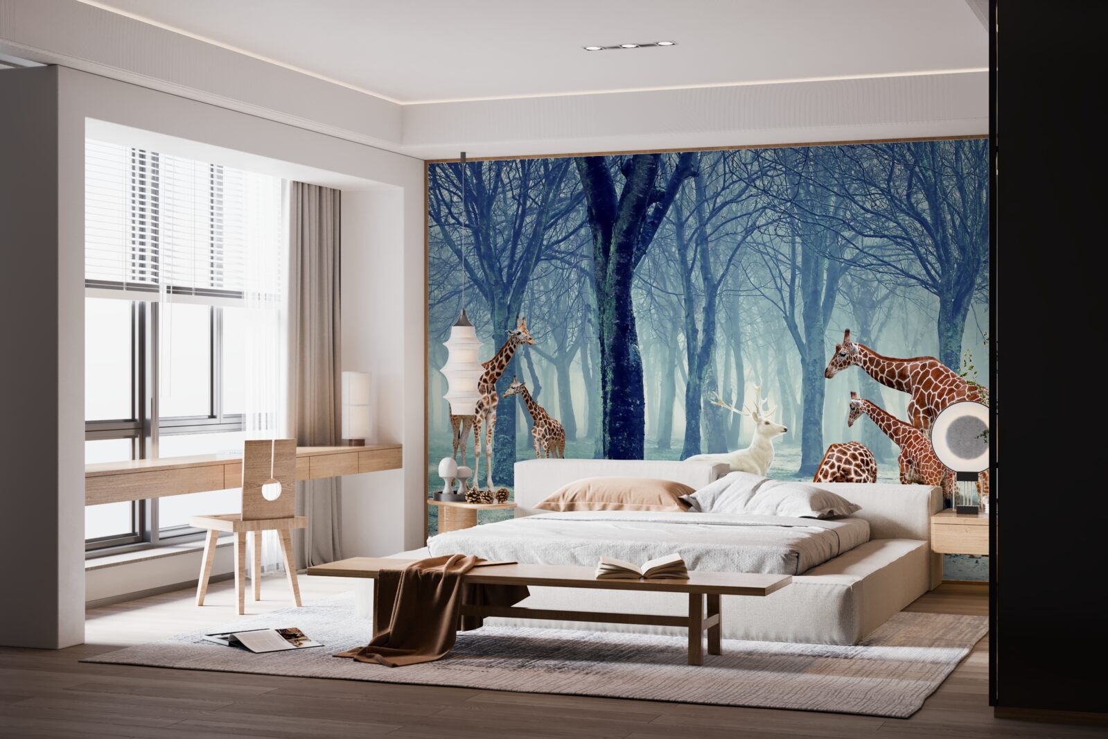 Fototapeta Żyrafy poznają nowego przyjaciela