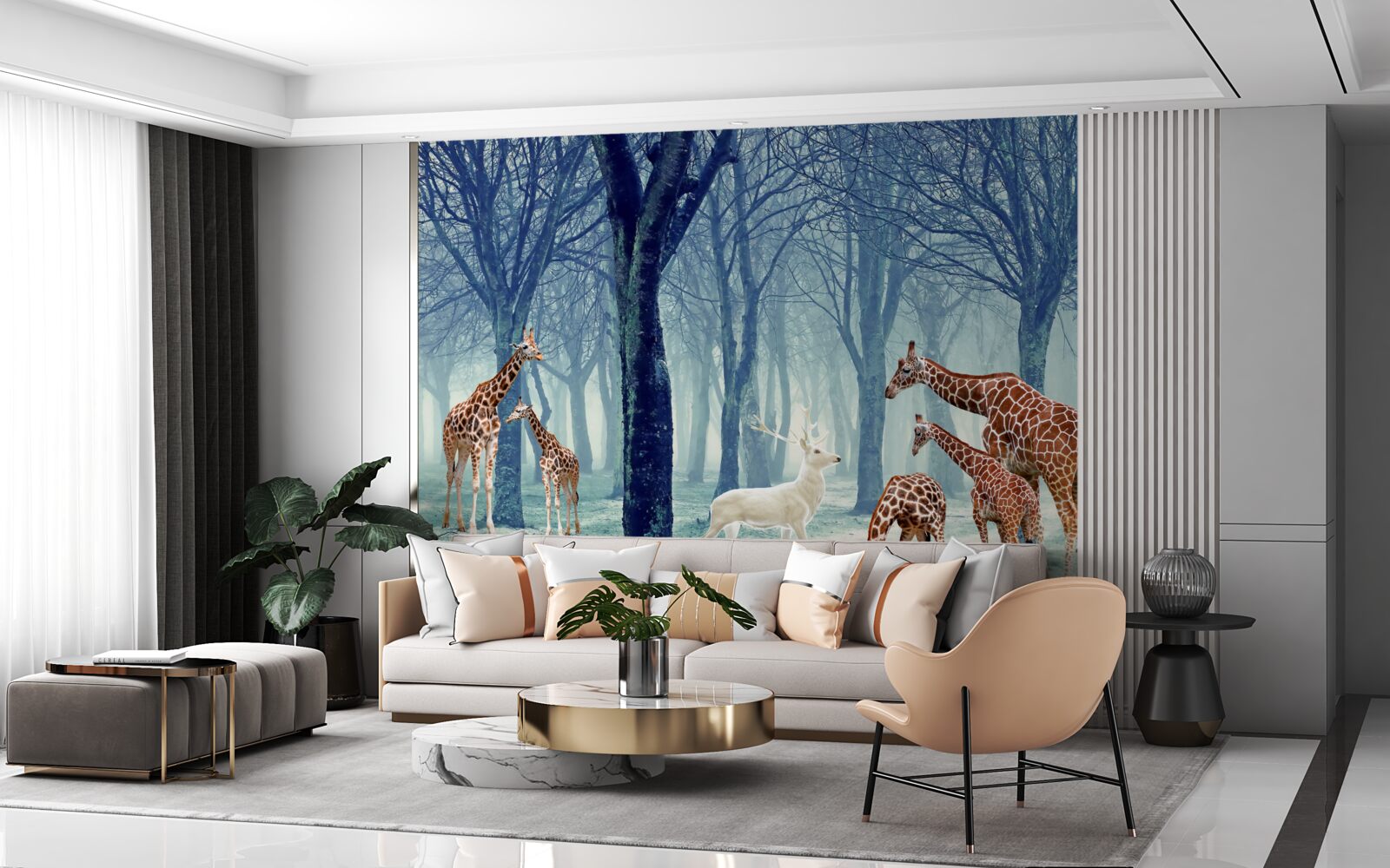 Fototapeta Żyrafy poznają nowego przyjaciela