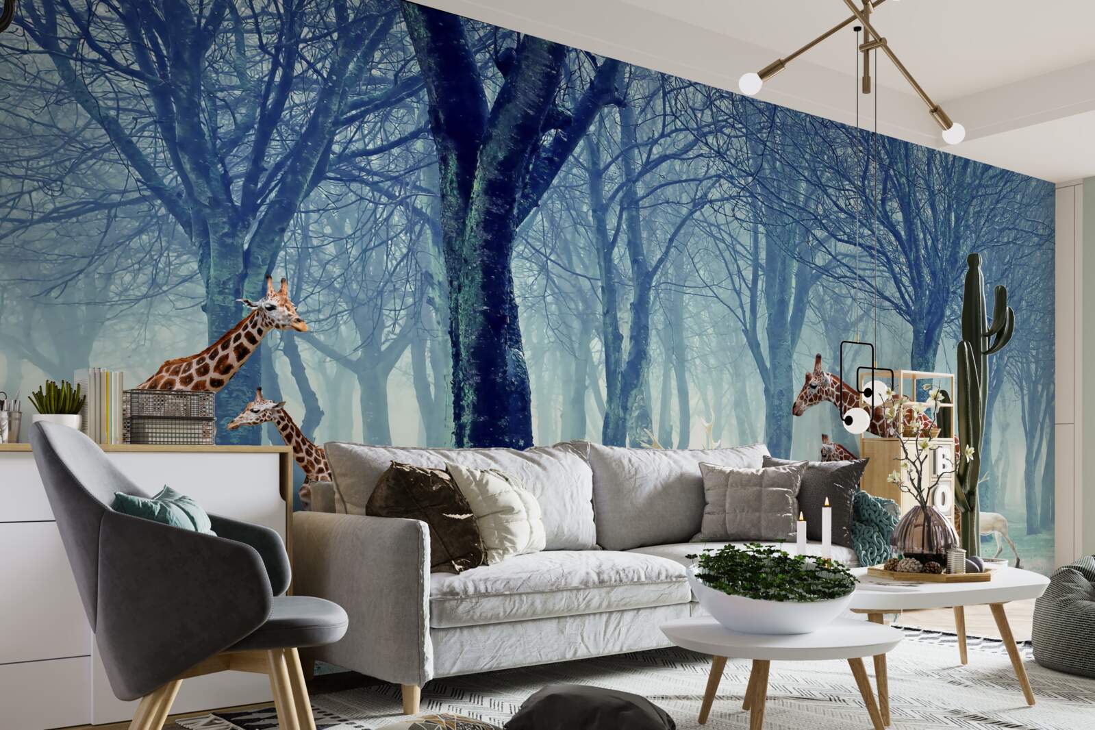 Fototapeta Żyrafy poznają nowego przyjaciela