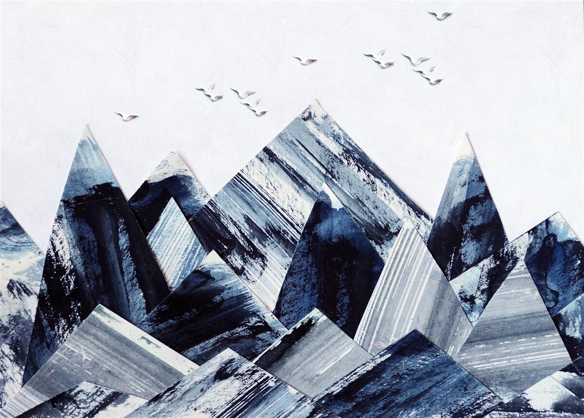 Fototapeta szczyt górski pod skrzydłami ptaków