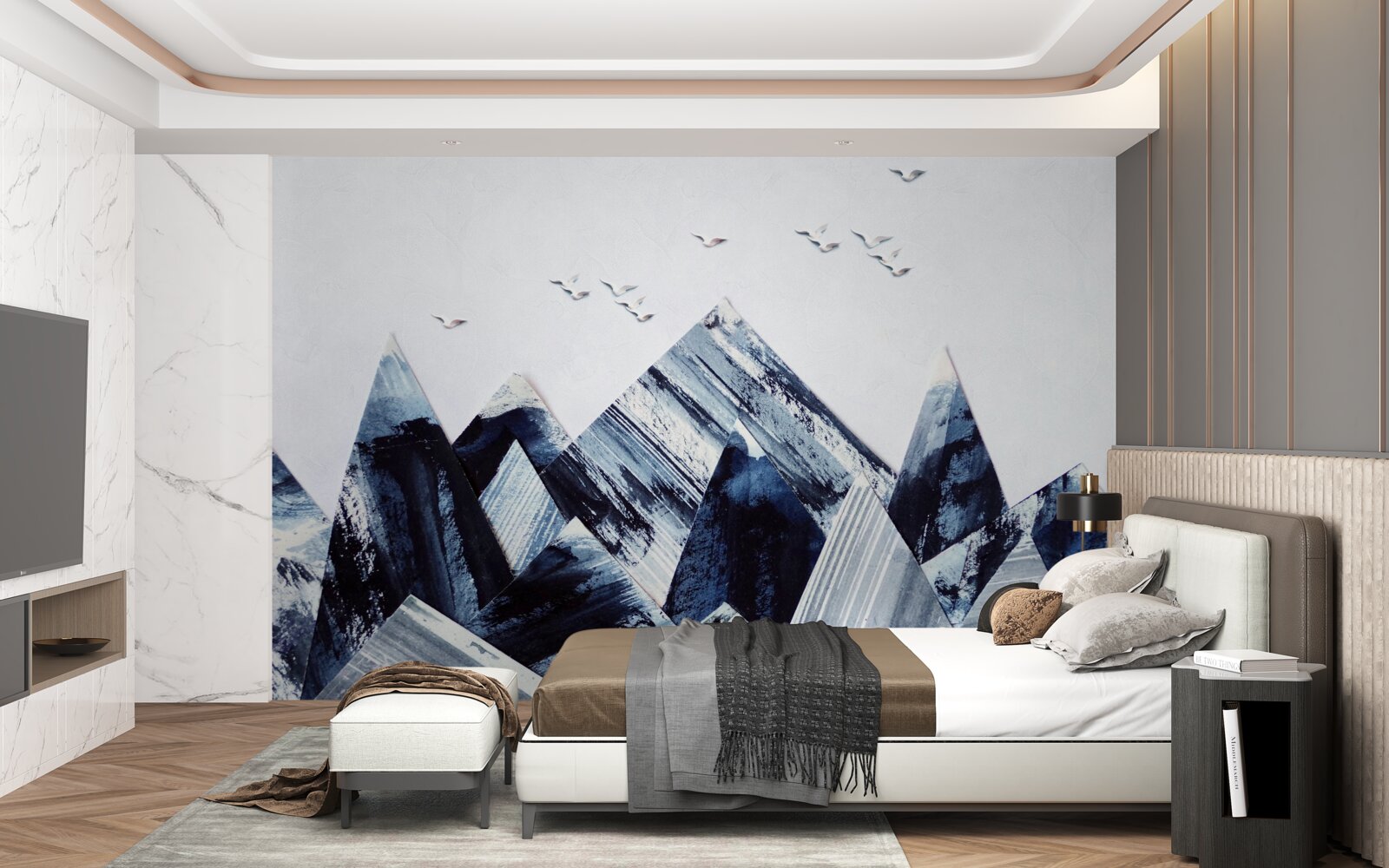 Fototapeta szczyt górski pod skrzydłami ptaków