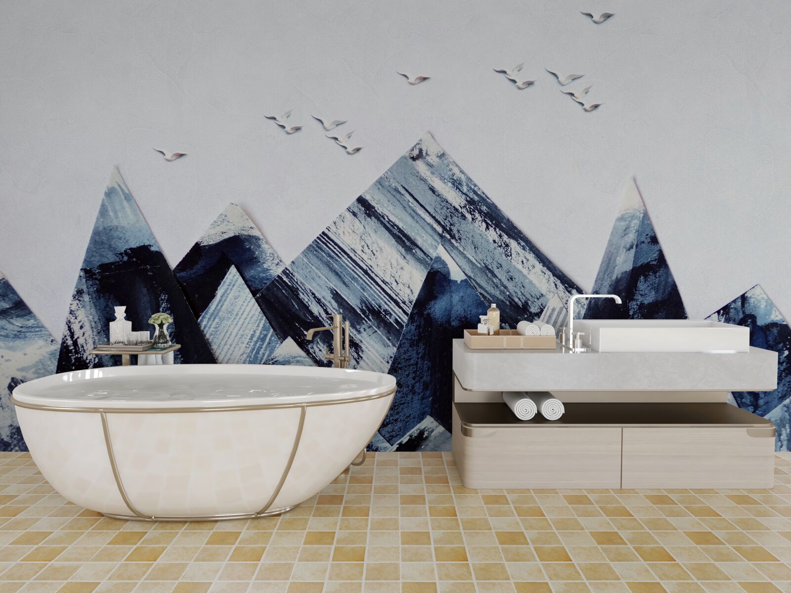 Fototapeta szczyt górski pod skrzydłami ptaków