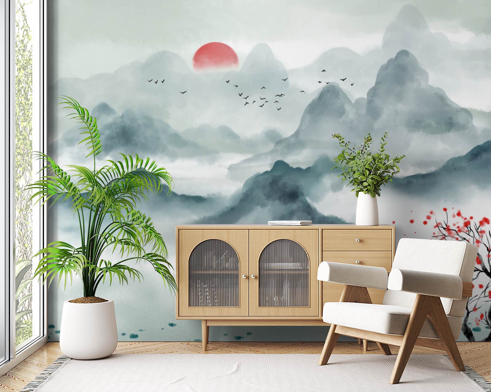 Fototapeta wędkarz na mistycznym górskim zbiorniku