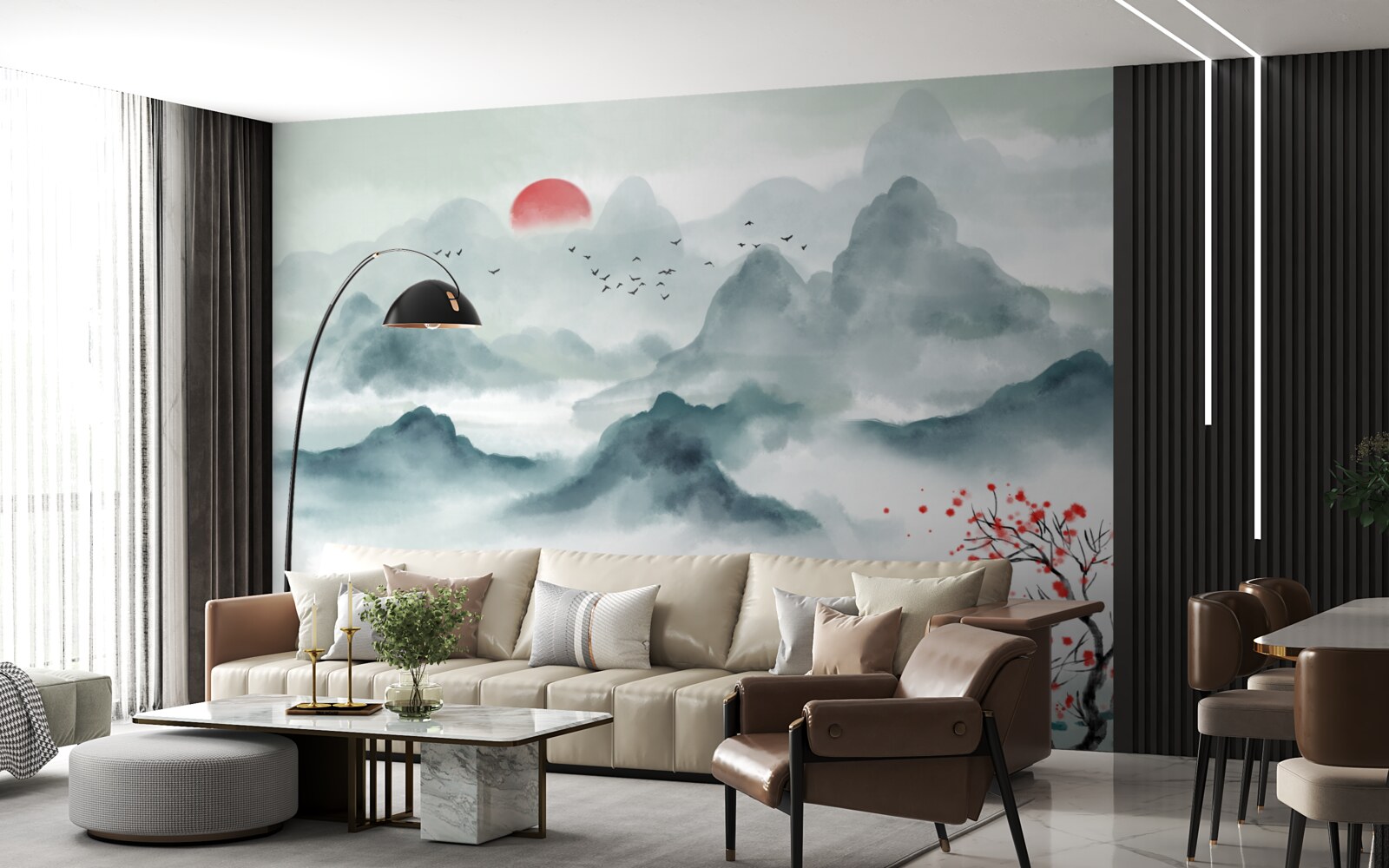 Fototapeta wędkarz na mistycznym górskim zbiorniku