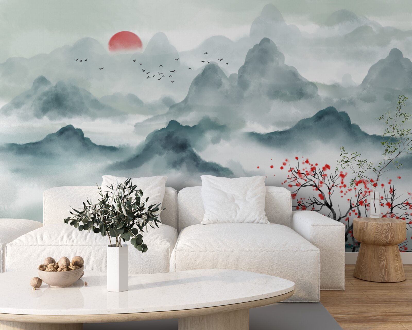 Fototapeta wędkarz na mistycznym górskim zbiorniku