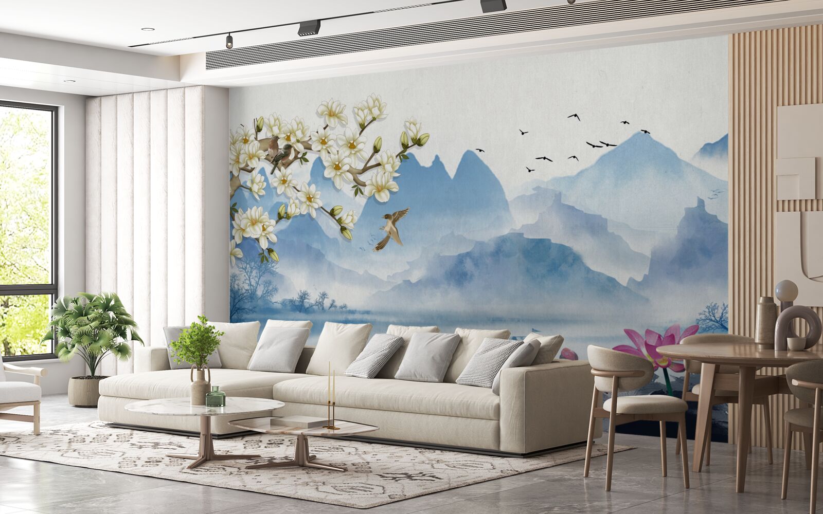 Fototapeta akwarele przedstawiające górskie jeziora w chinach