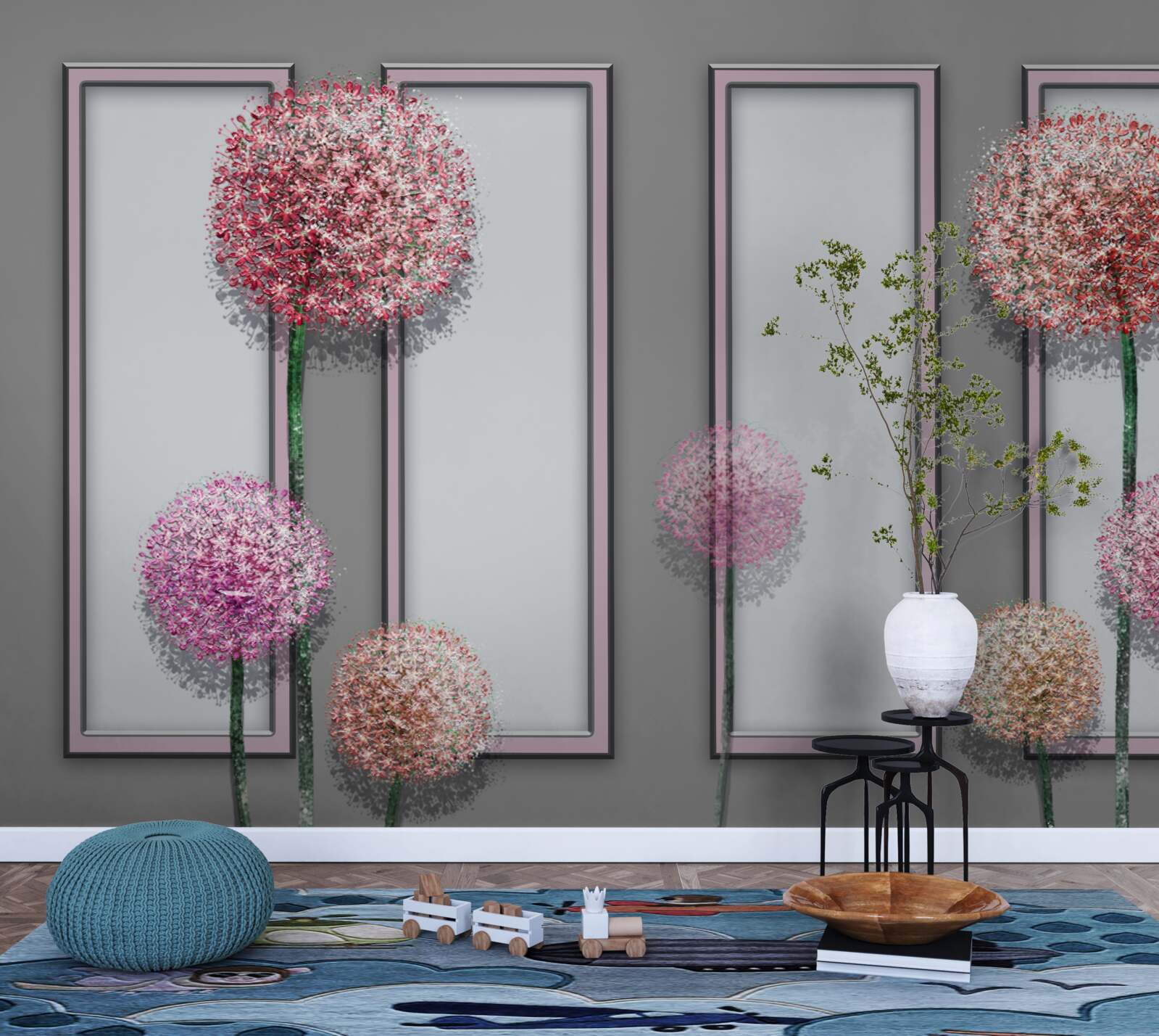 Fototapeta mniszki i moduły okienne