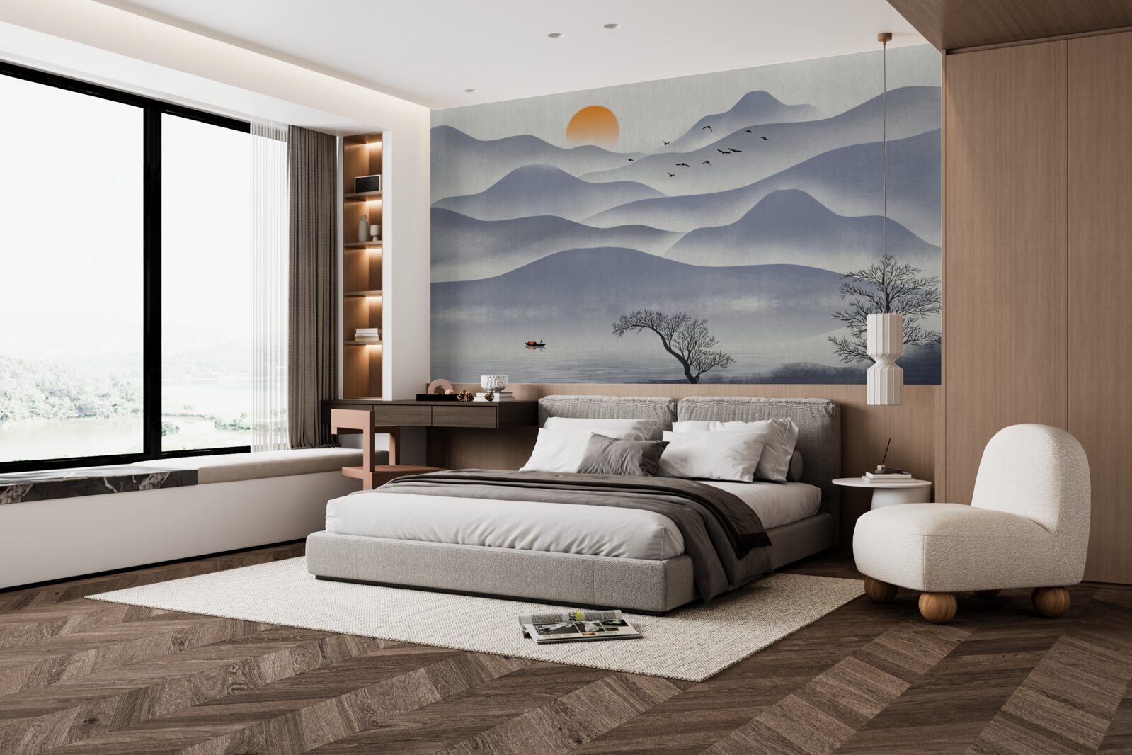 Fototapeta porządek na jeziorze wypełnia rybak