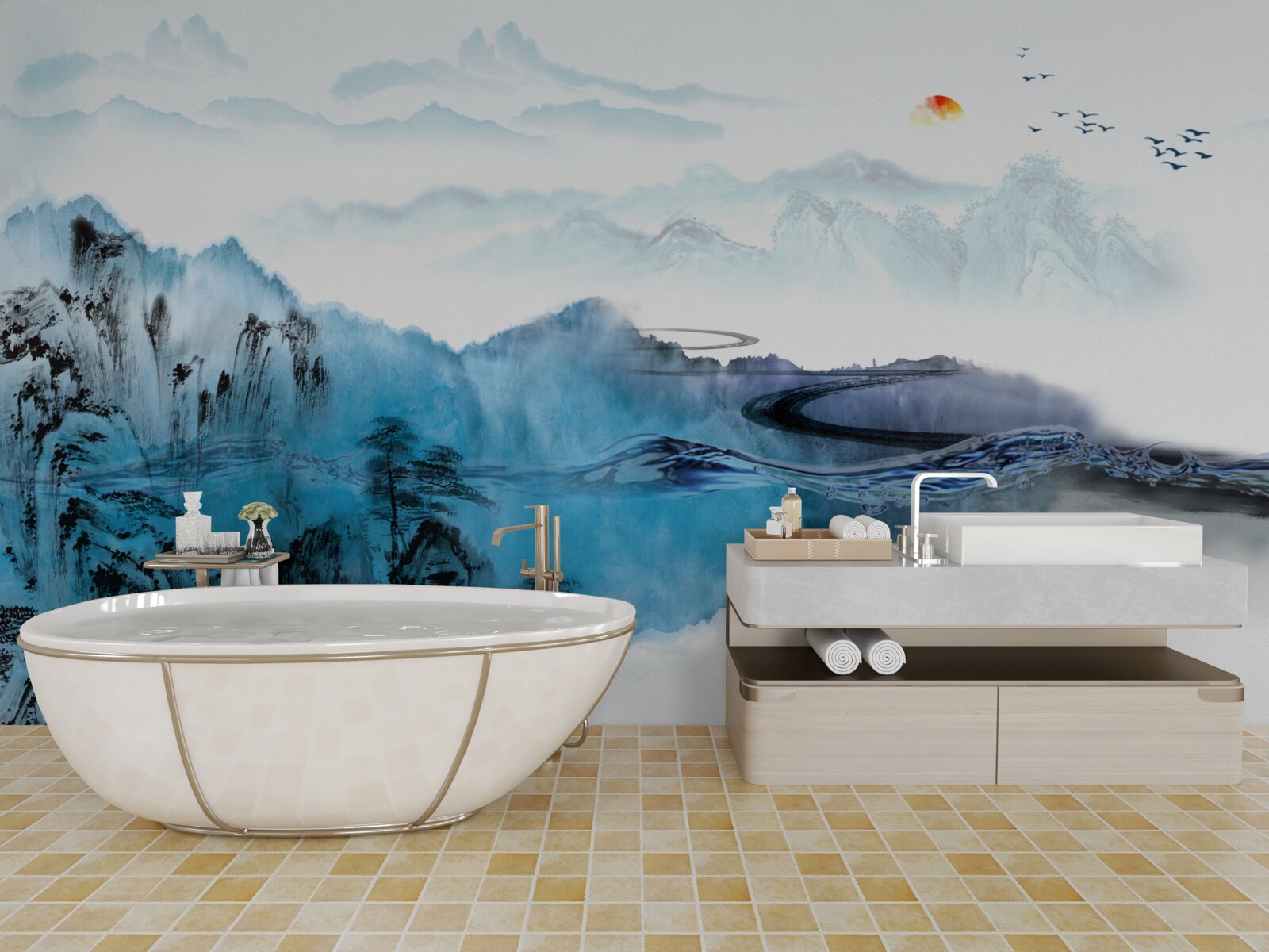 Fototapeta górska wioska rybacka