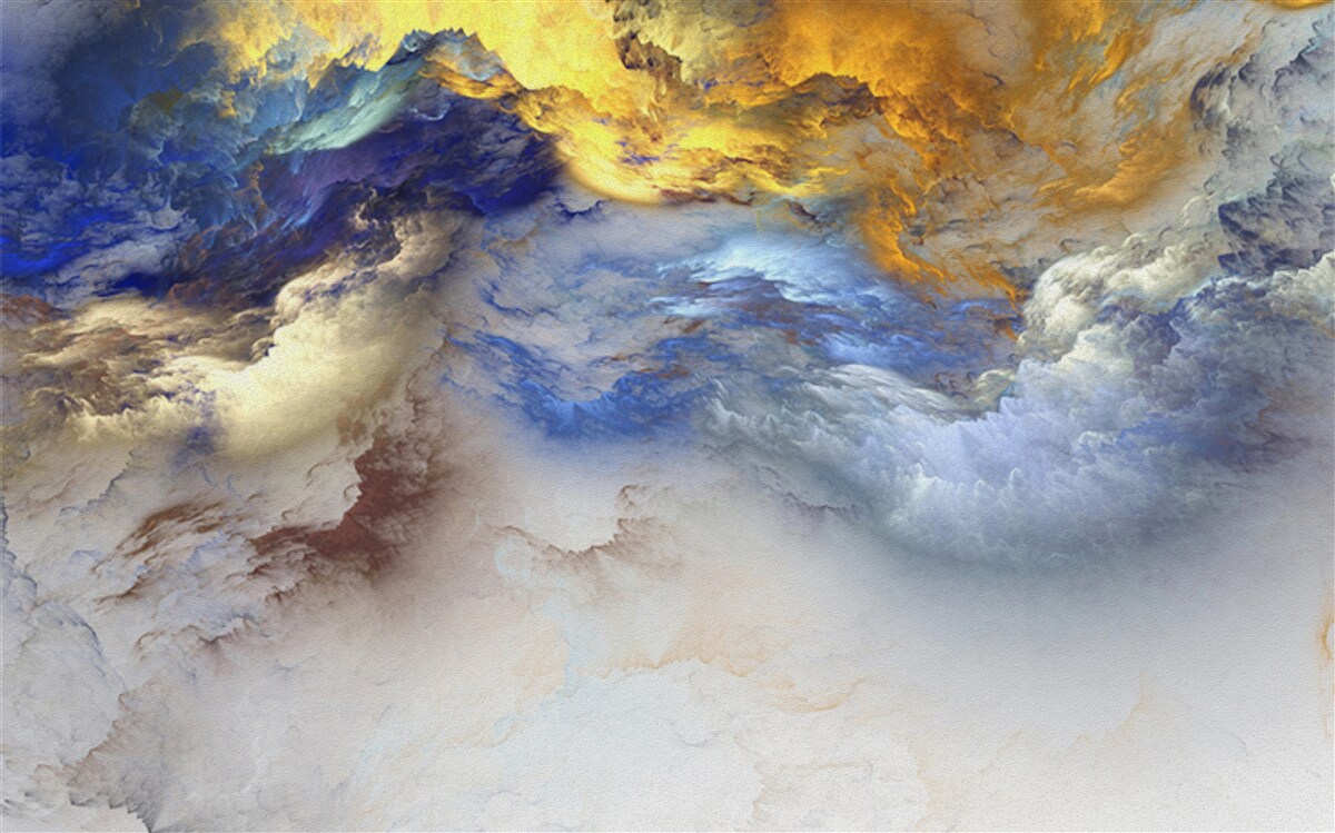 Fototapeta marmur z odcieniami, malowany w kolorach niebieskim i żółtym