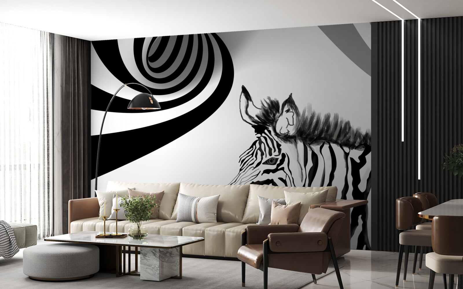 Fototapeta czarno-biała zebra w stanie oczekiwania