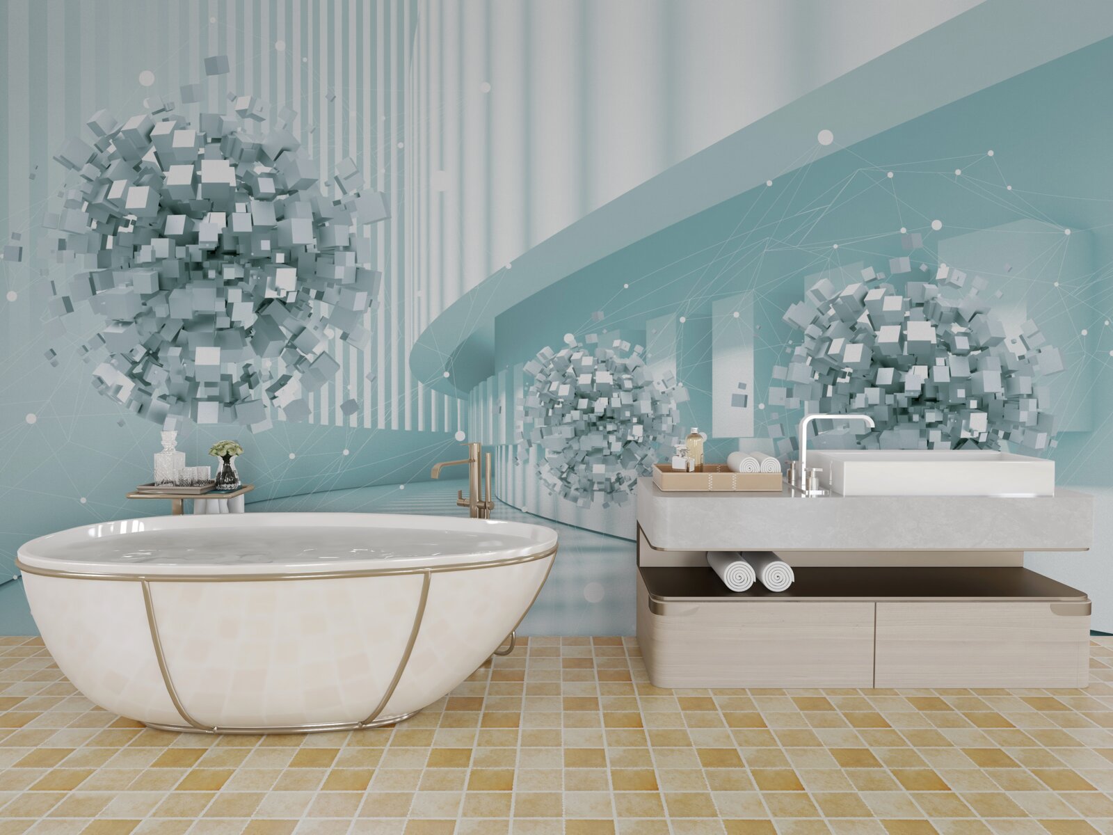 Fototapeta niewidzialne kule szybują po trajektorii