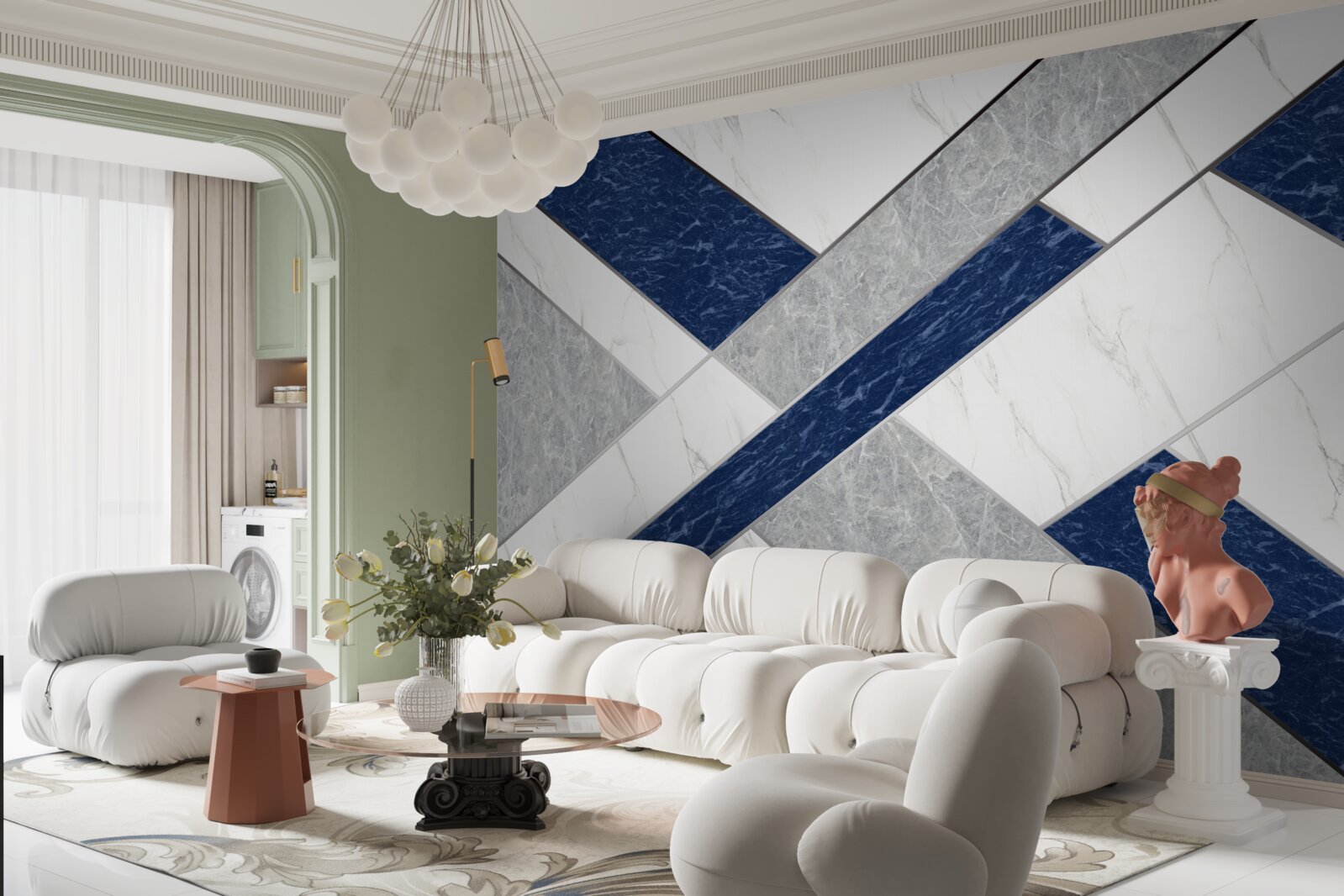 Fototapeta na celowniku niebiesko-szarych pasków