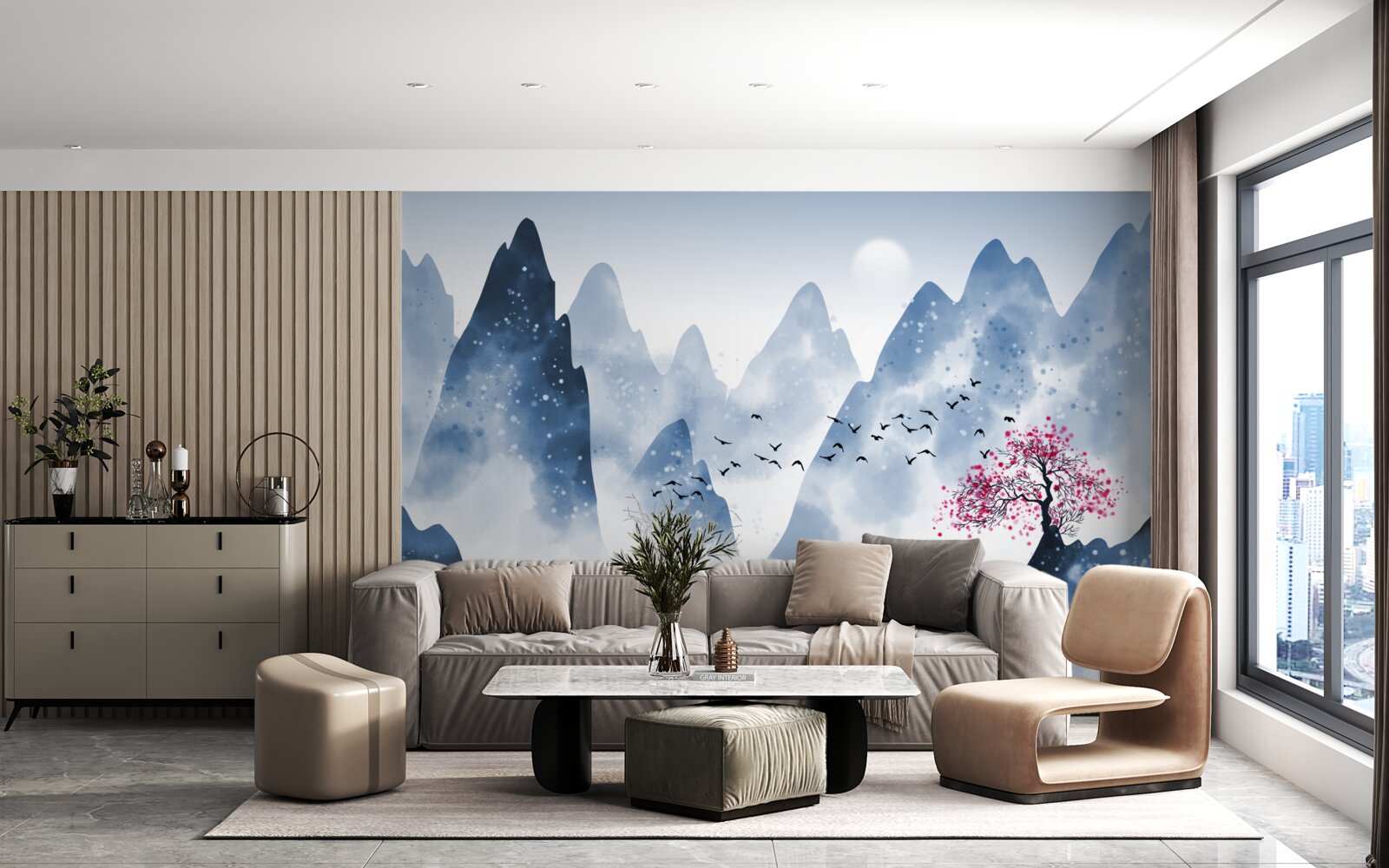 Fototapeta rybak wraca przez górskie jezioro