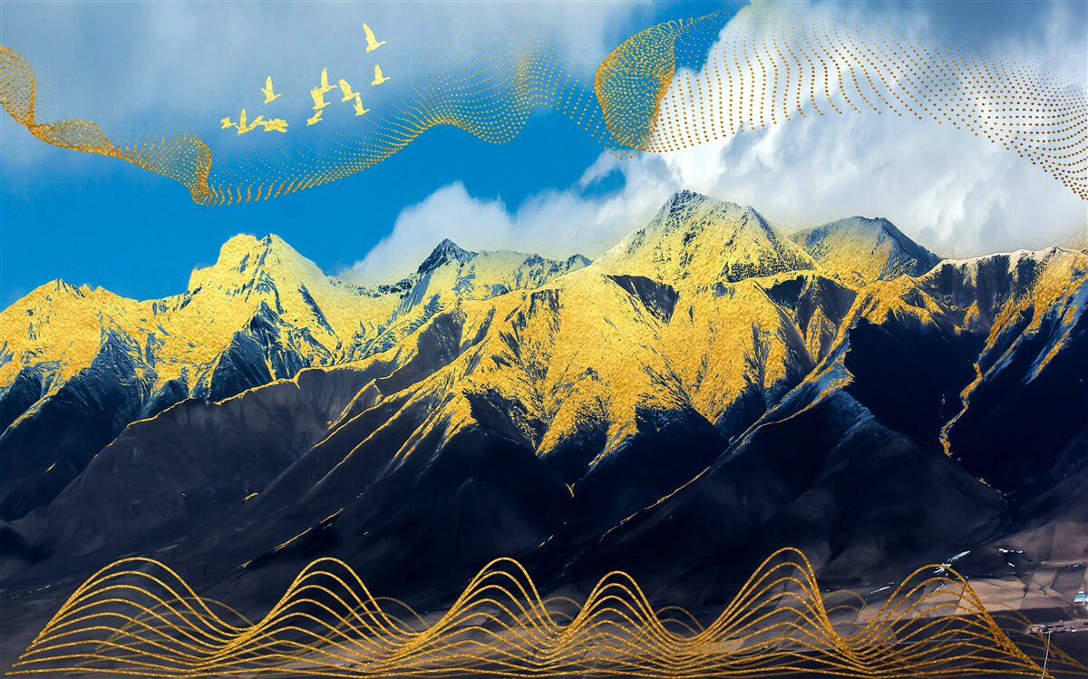 Fototapeta szczytowe złote szczyty pasm górskich