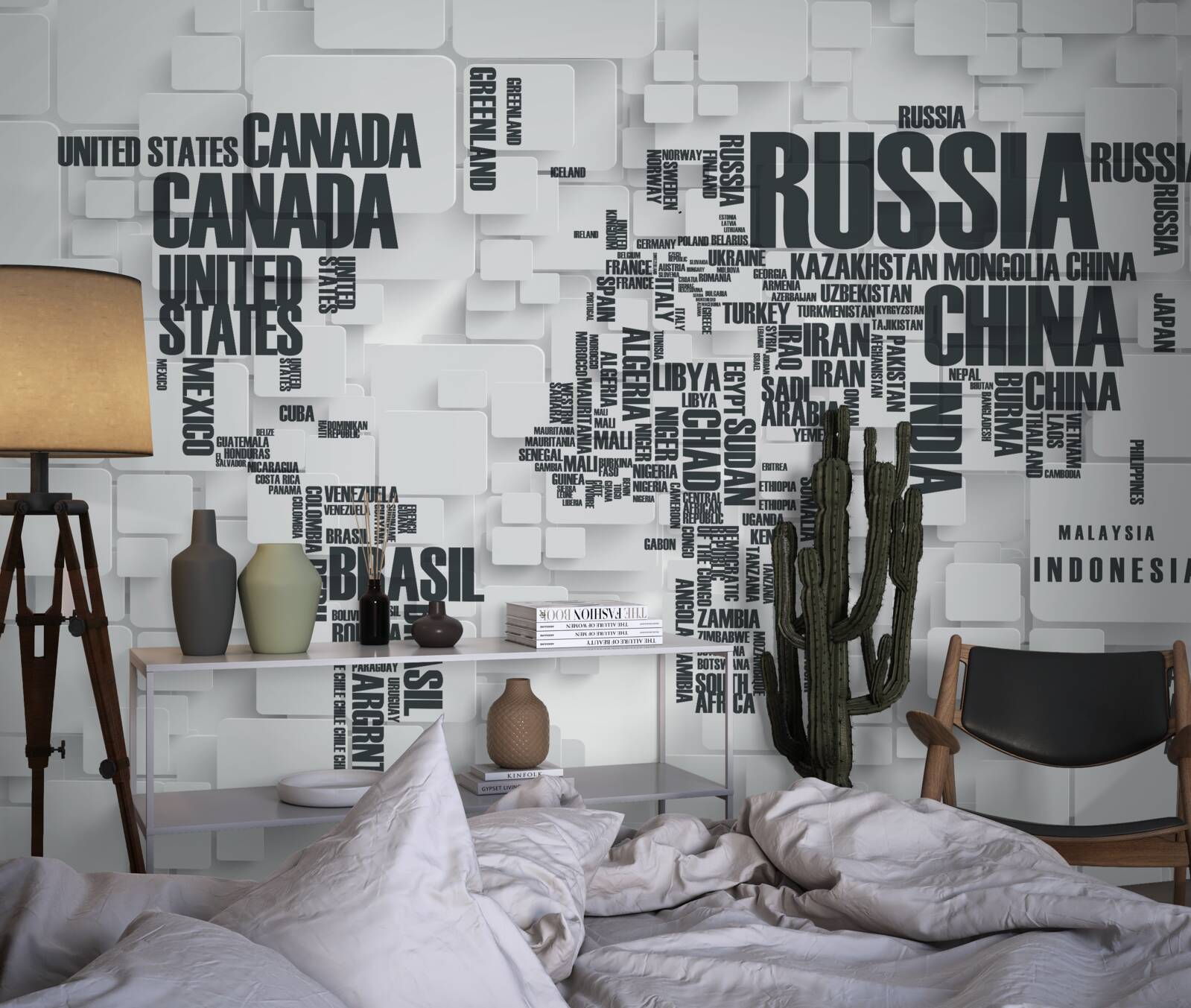 Fototapeta mapa przedstawiająca największe kraje świata