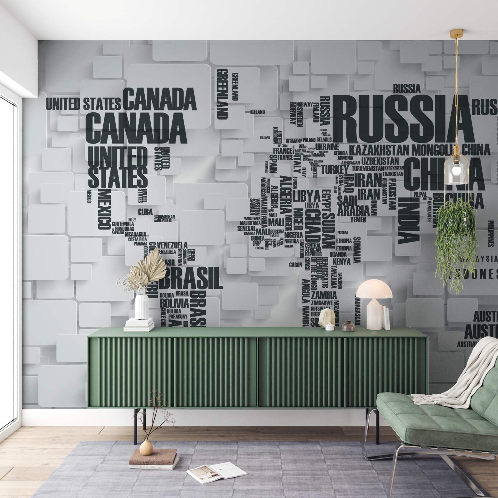 Fototapeta mapa przedstawiająca największe kraje świata