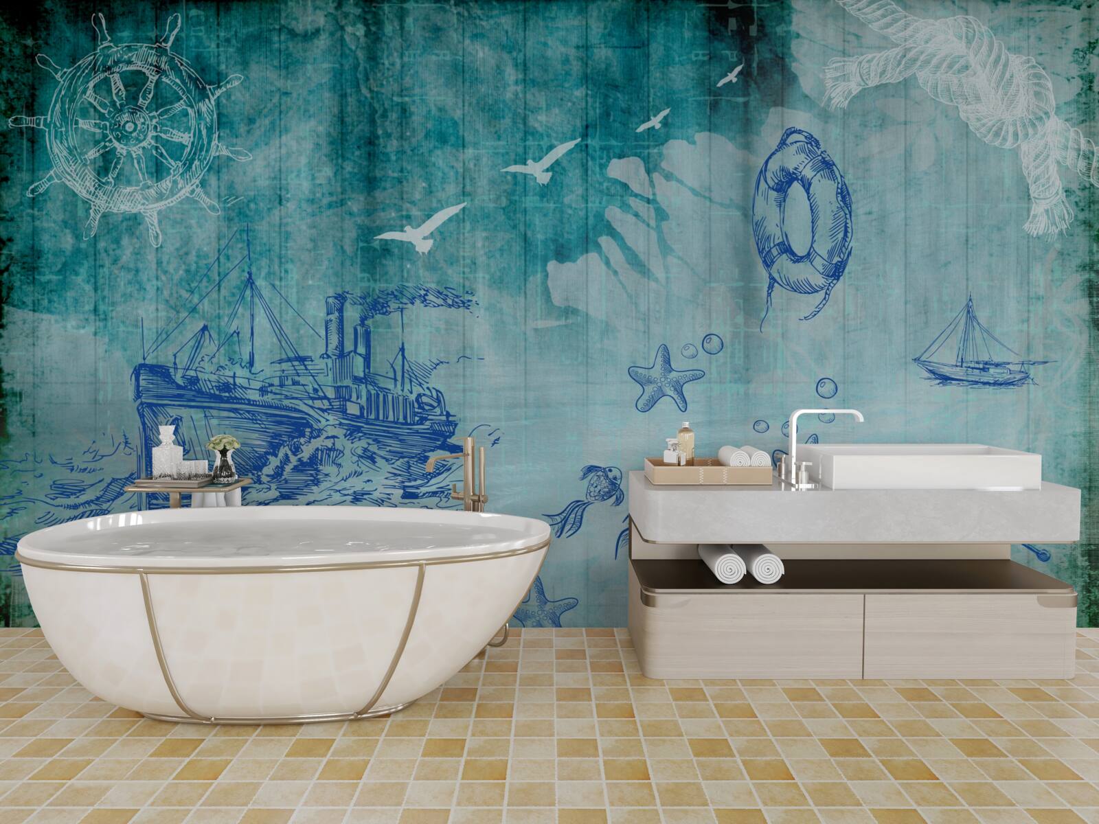 Fototapeta Życie na statku i w oceanie