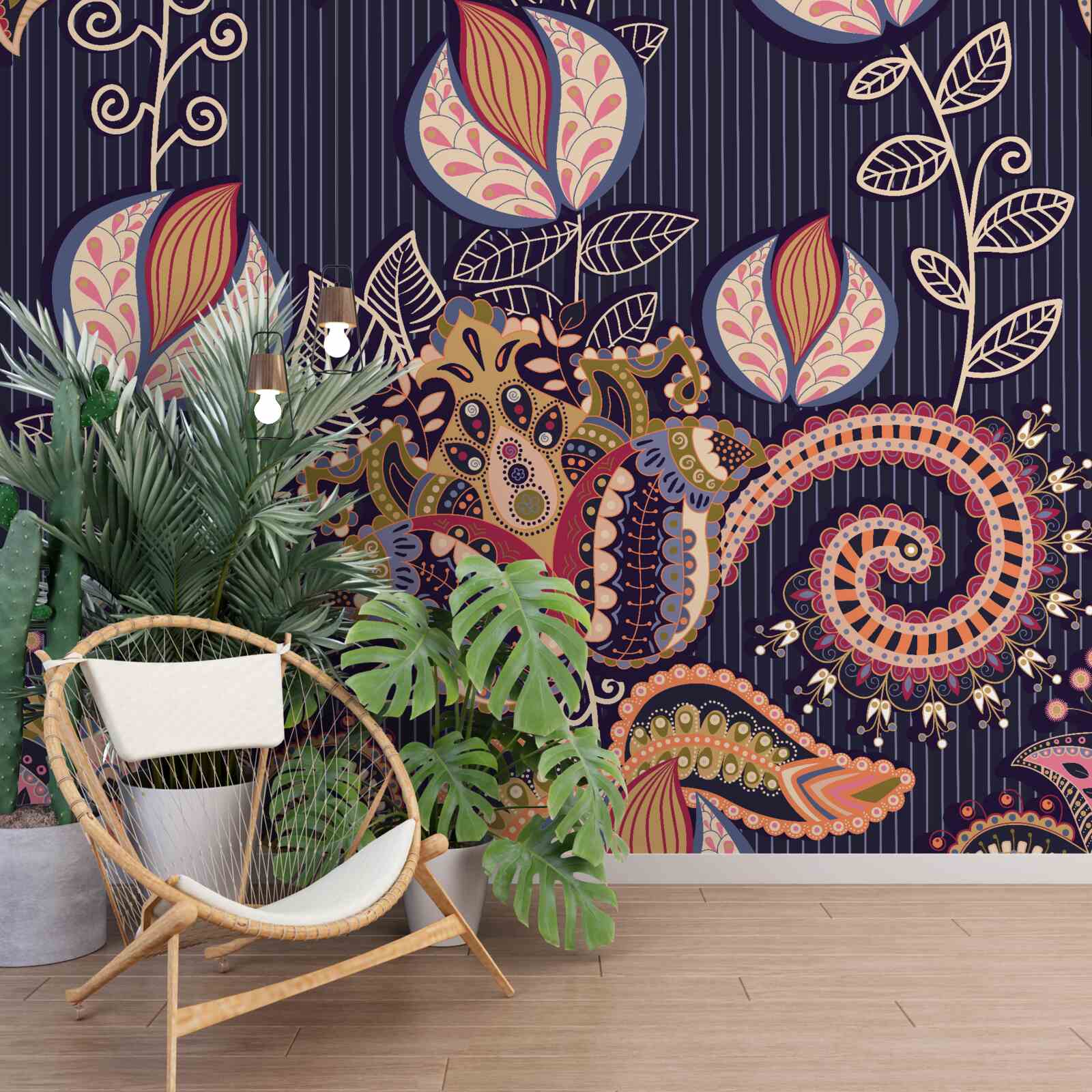 Fototapeta kwiaty w stylu vintage na niebieskim tle