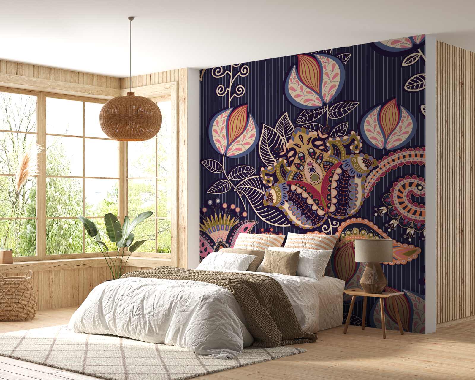 Fototapeta kwiaty w stylu vintage na niebieskim tle