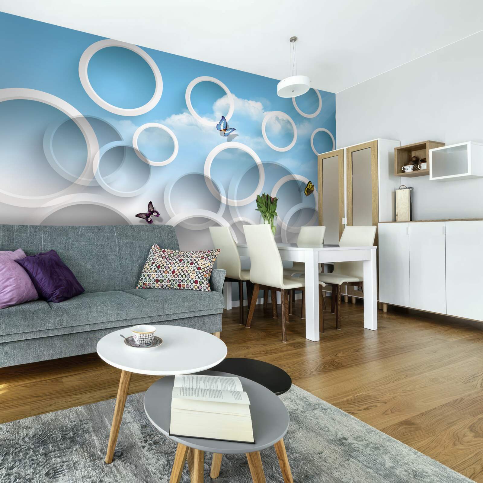 Fototapeta niebo w niebieskich kółkach