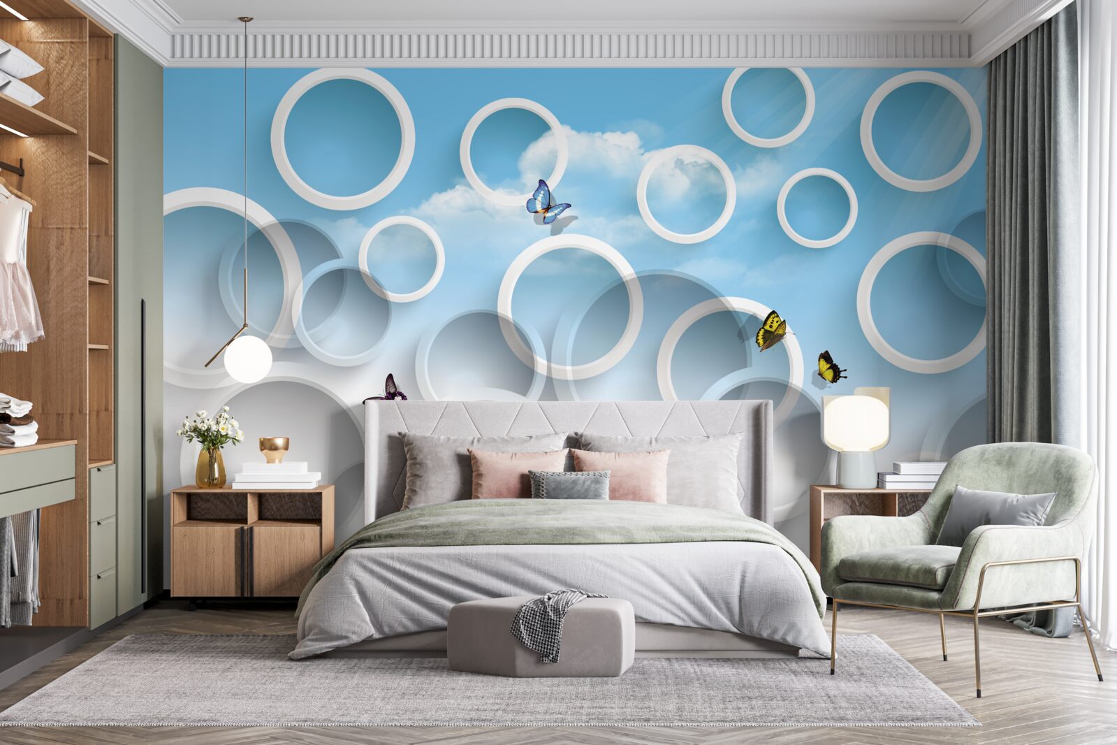 Fototapeta niebo w niebieskich kółkach