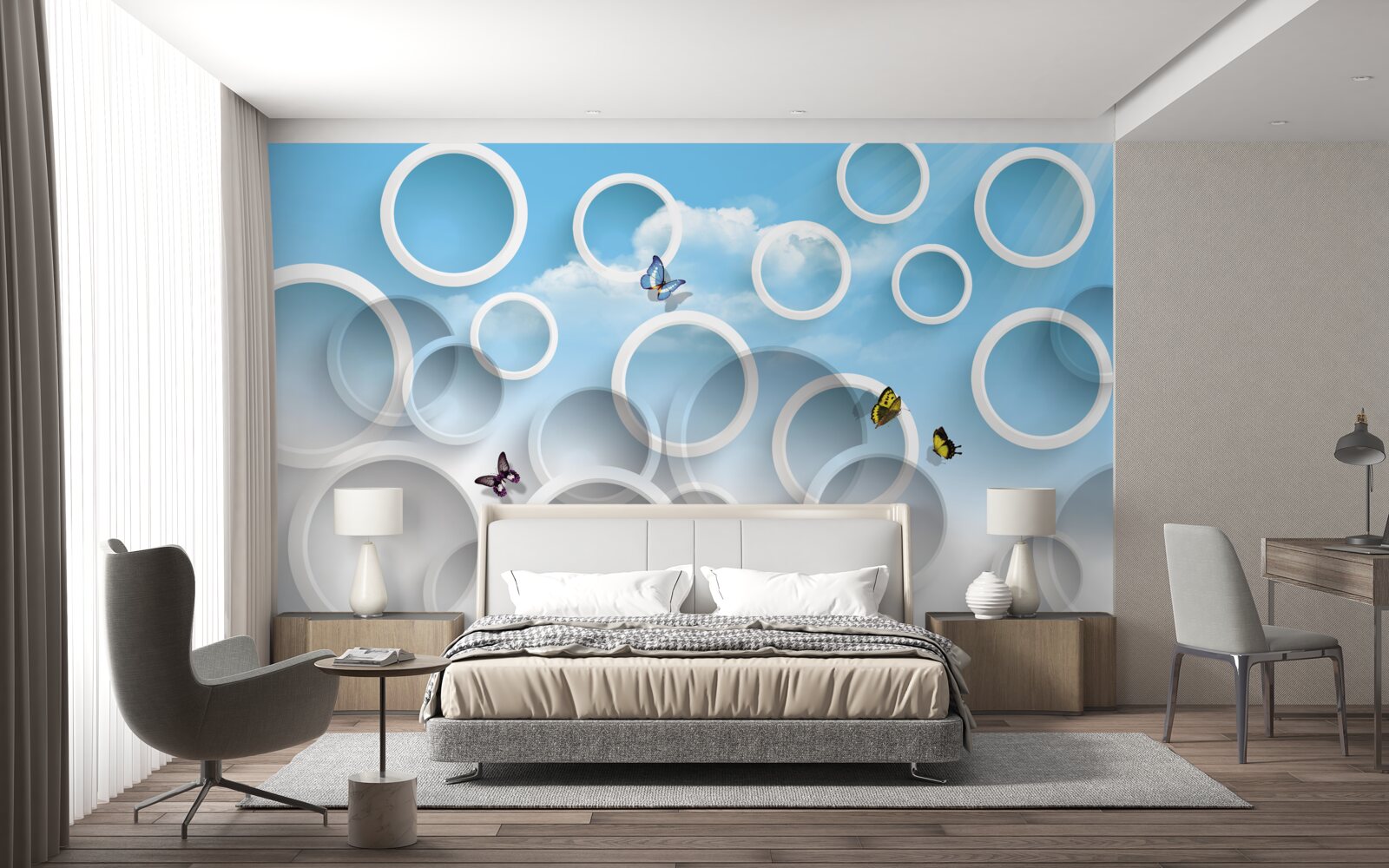 Fototapeta niebo w niebieskich kółkach