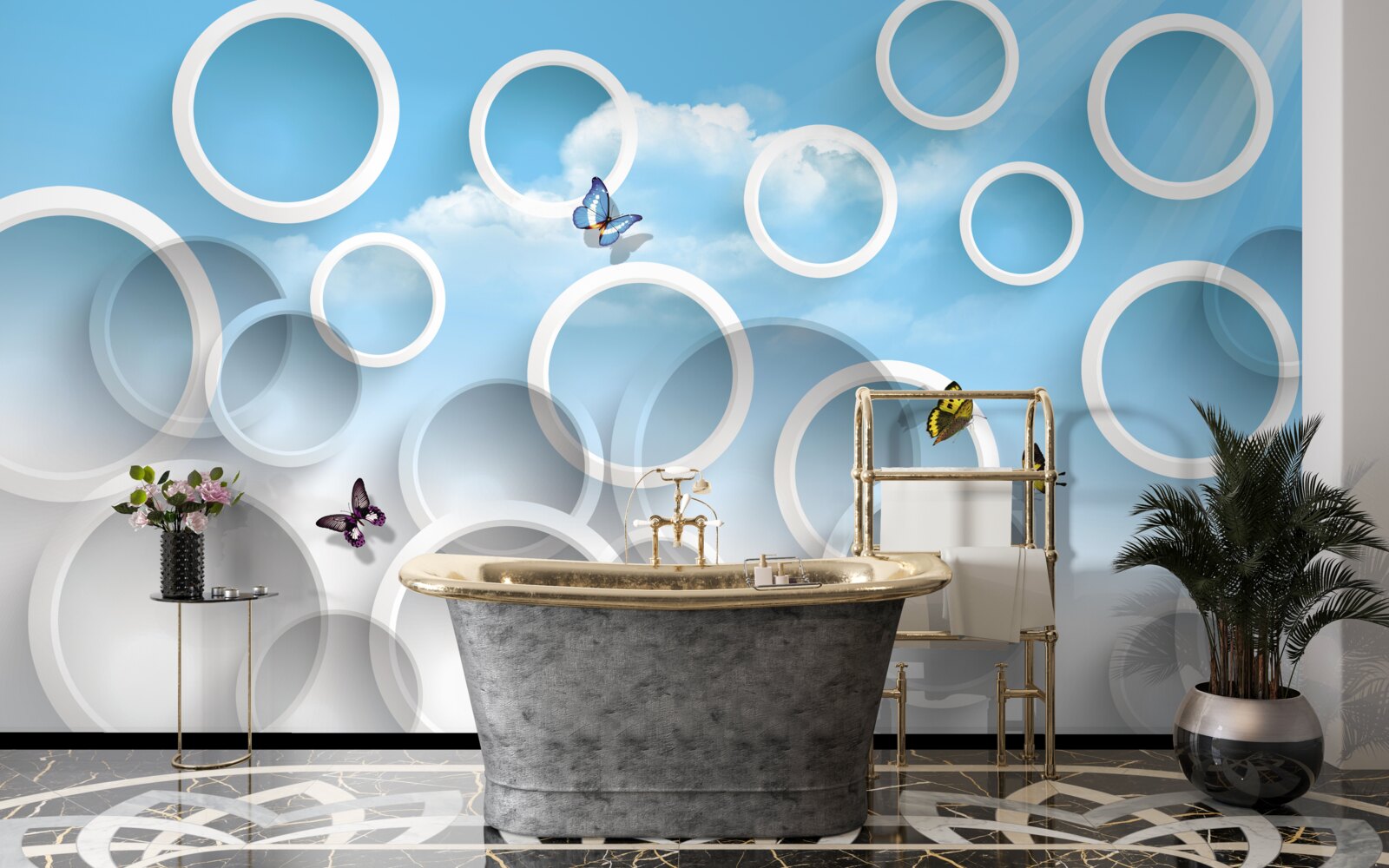 Fototapeta niebo w niebieskich kółkach