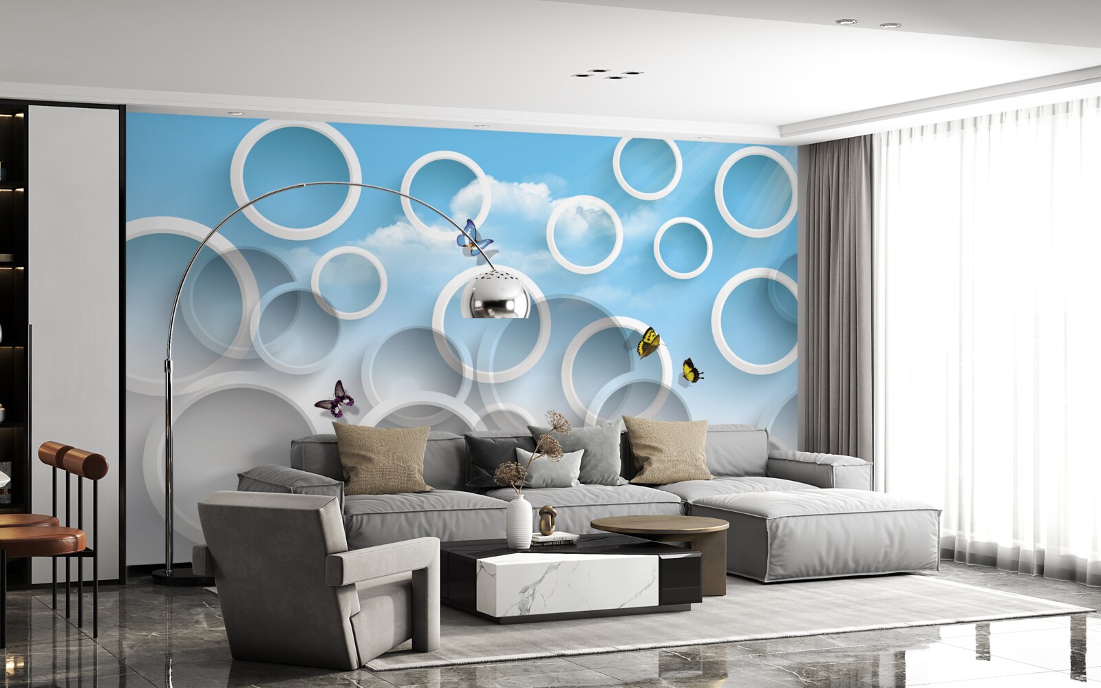 Fototapeta niebo w niebieskich kółkach