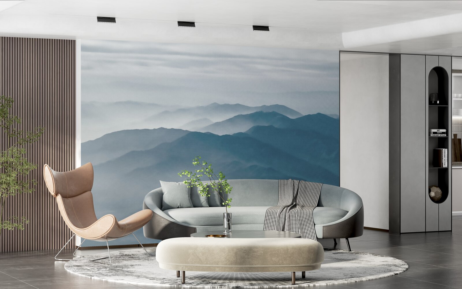 Fototapeta poranna mgła spowija szczyty gór