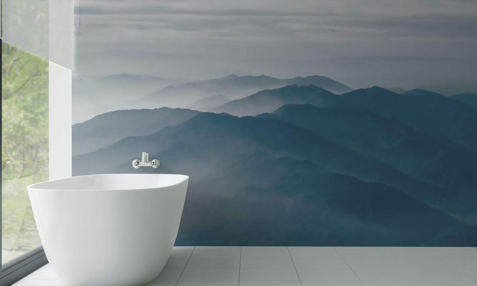 Fototapeta poranna mgła spowija szczyty gór