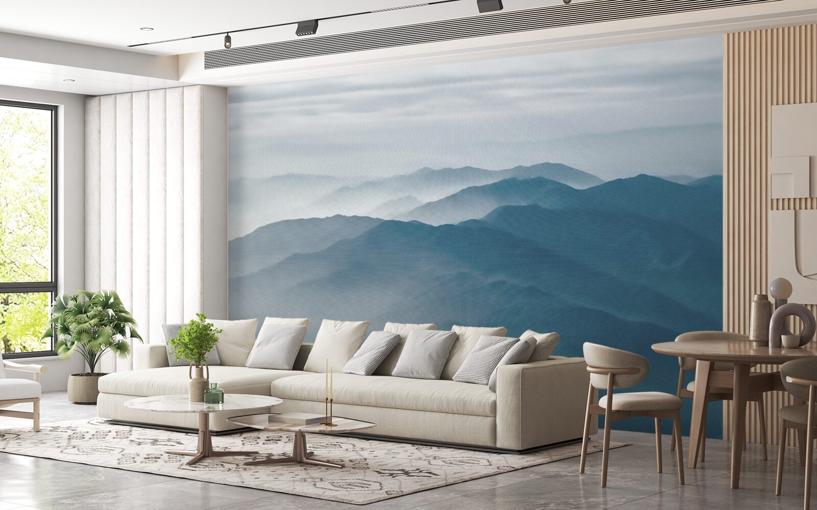 Fototapeta poranna mgła spowija szczyty gór