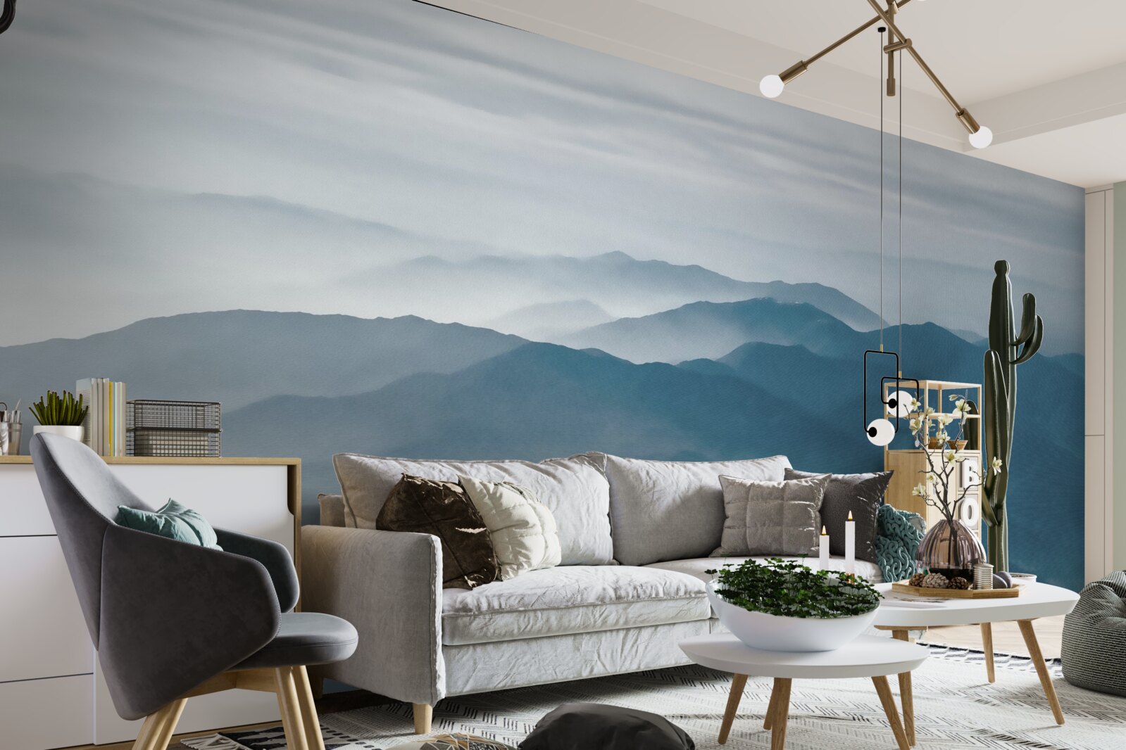 Fototapeta poranna mgła spowija szczyty gór