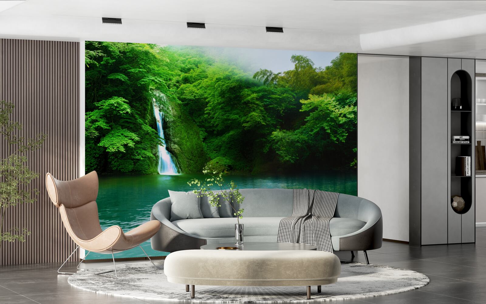 Fototapeta leśny wodospad płynący z wysokiej góry