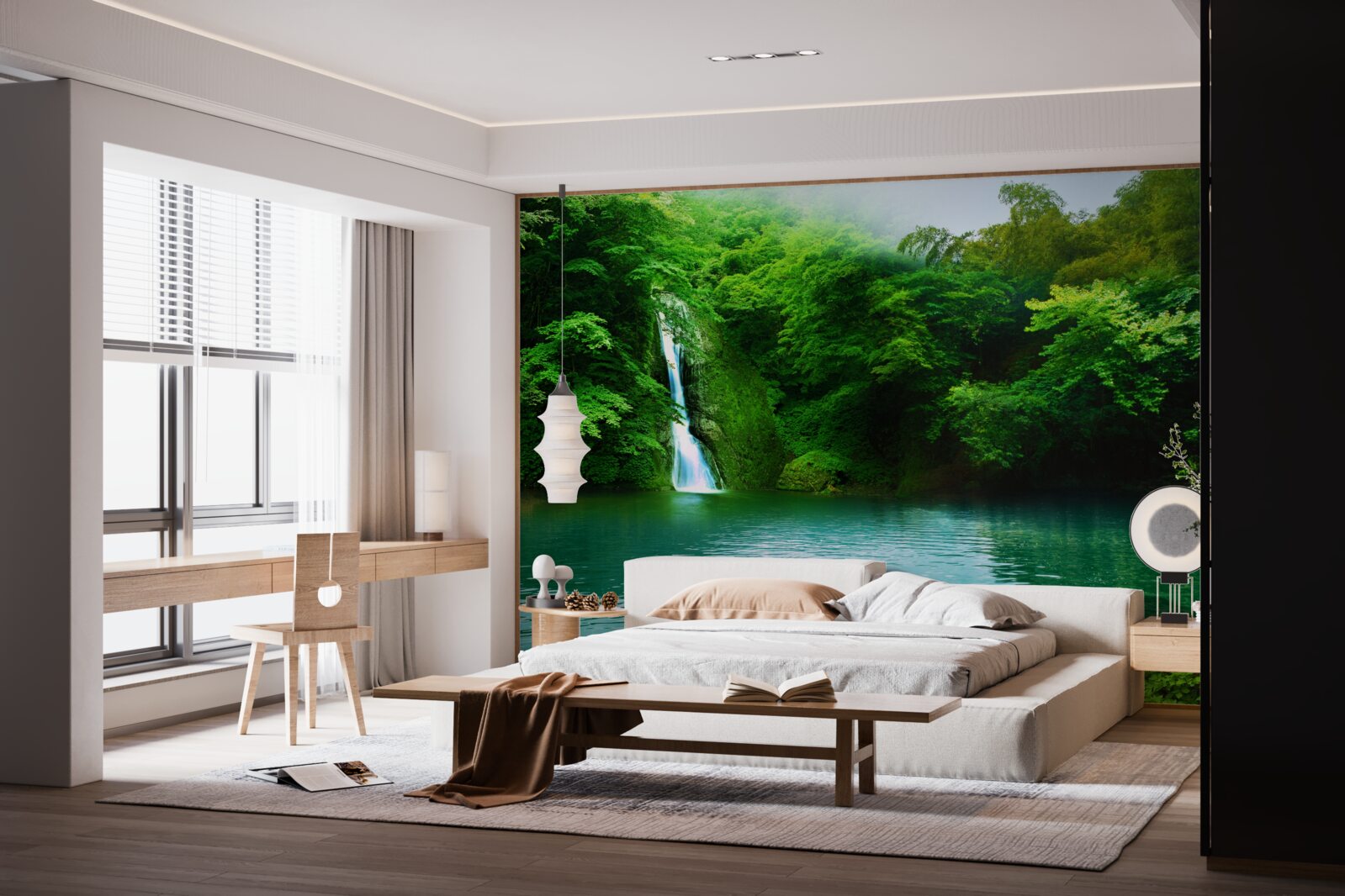 Fototapeta leśny wodospad płynący z wysokiej góry