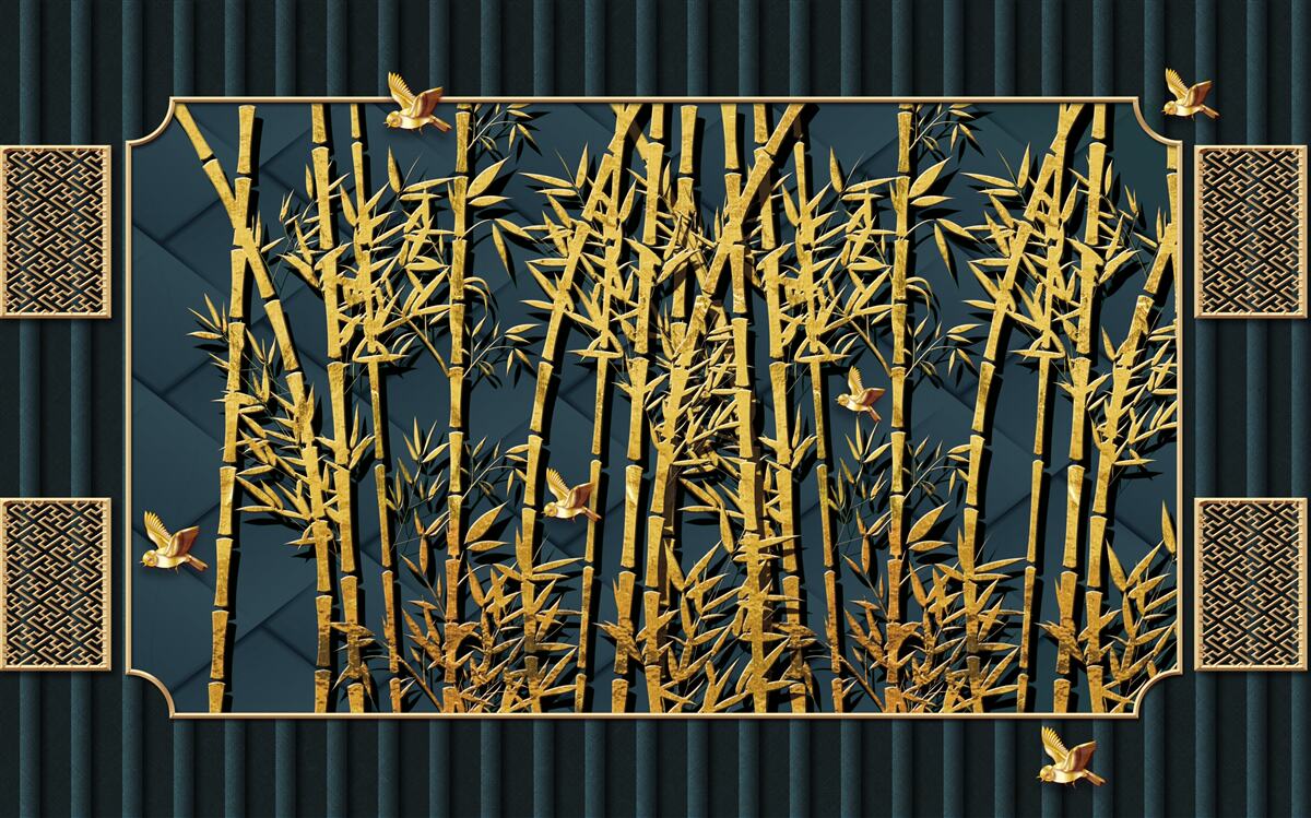Fototapeta bambusowy las skąpany w złocie