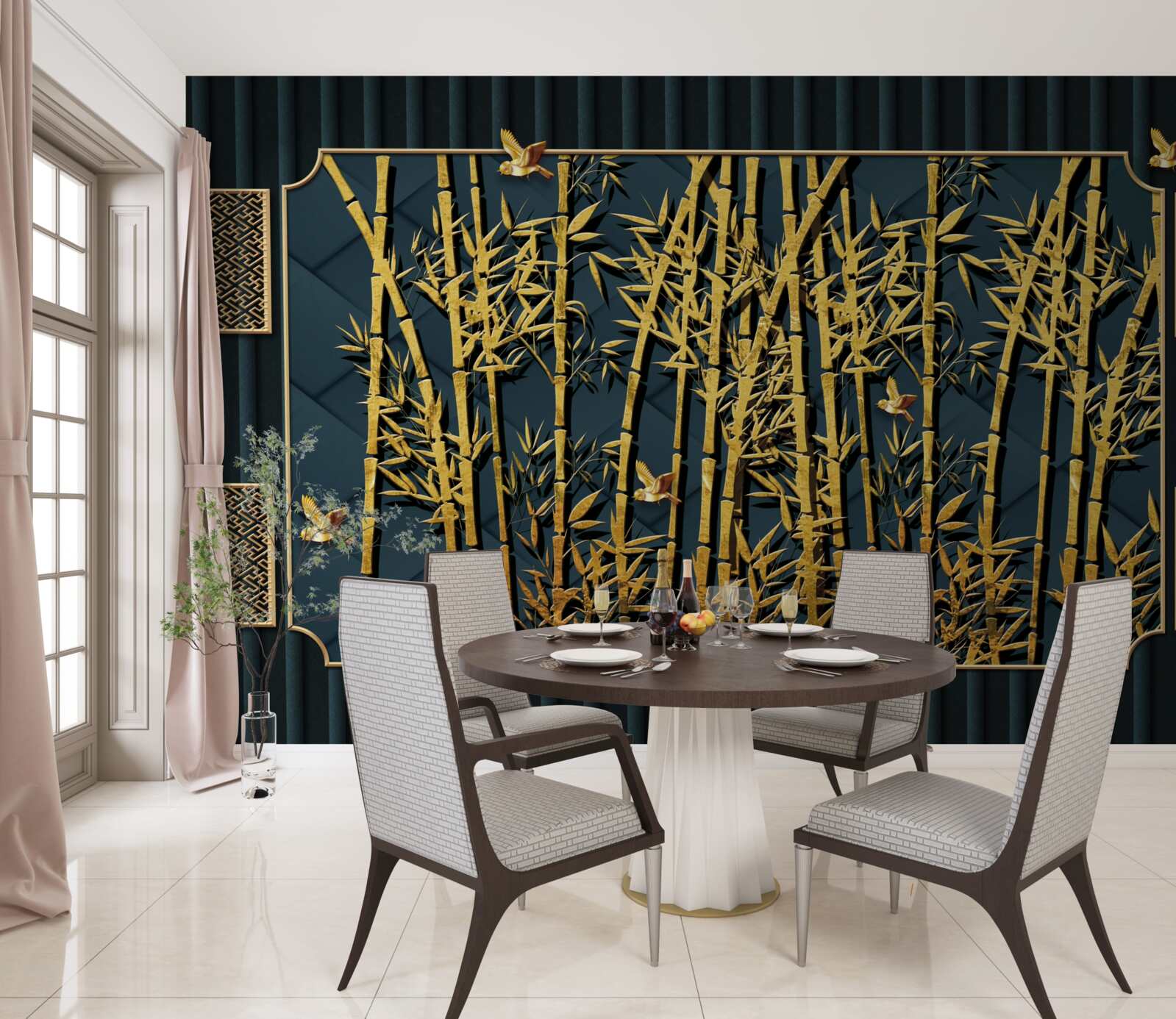 Fototapeta bambusowy las skąpany w złocie