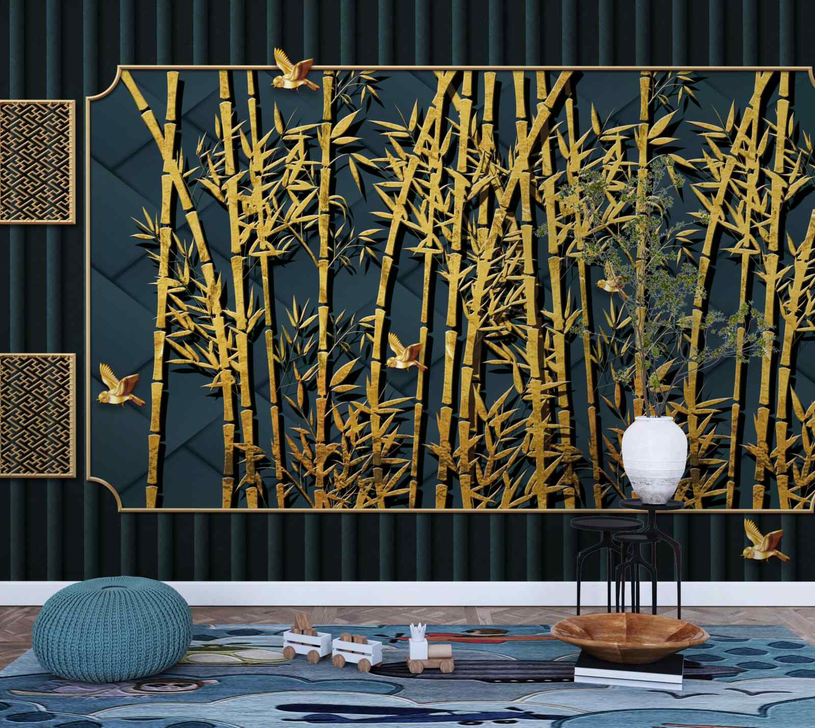 Fototapeta bambusowy las skąpany w złocie